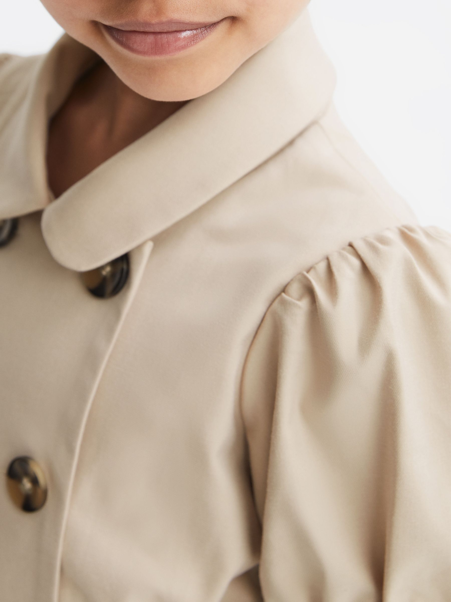 9-13 yrs Puff Sleeve Belted Dress in Camel - Image 4 of 6