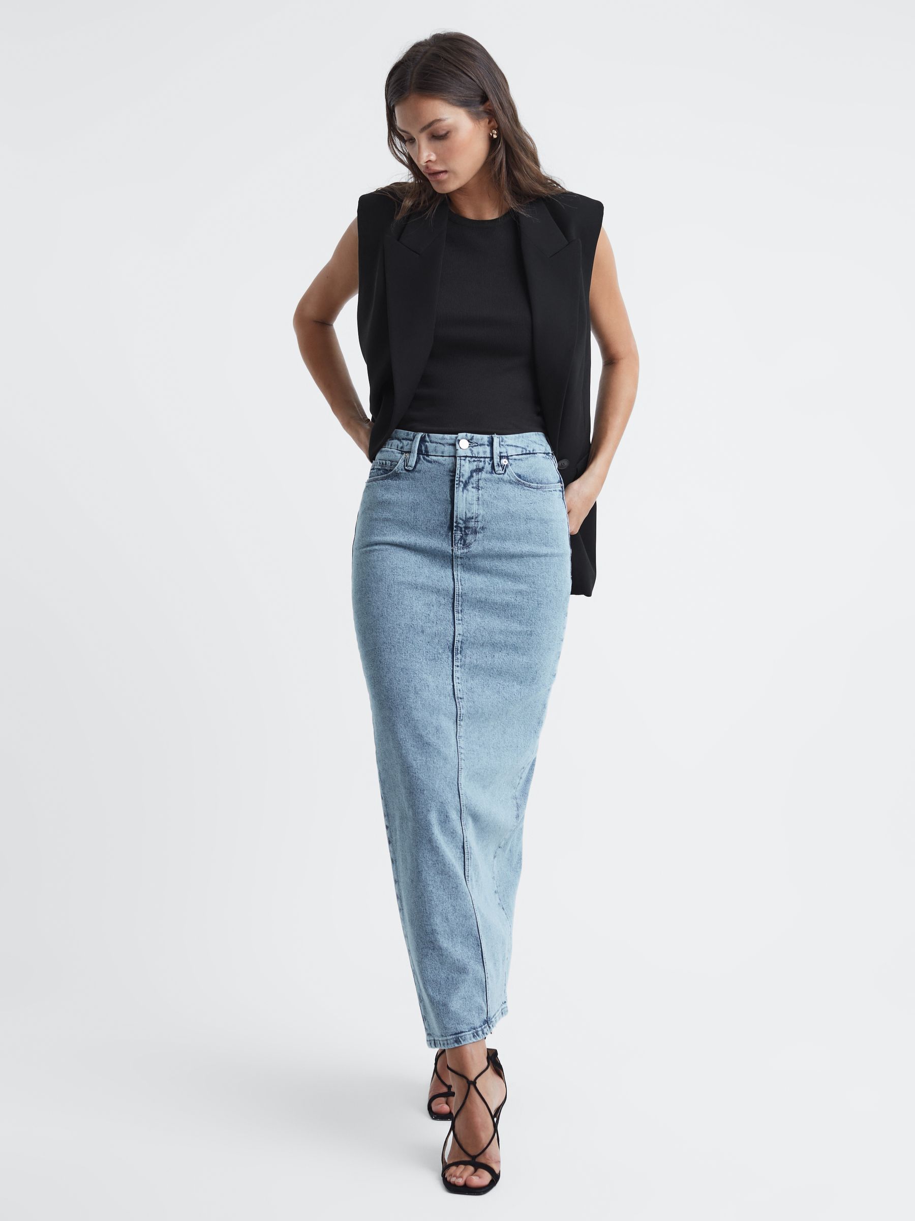 Good American Denim Maxi Skirt in Indigo - Image 1 of 5