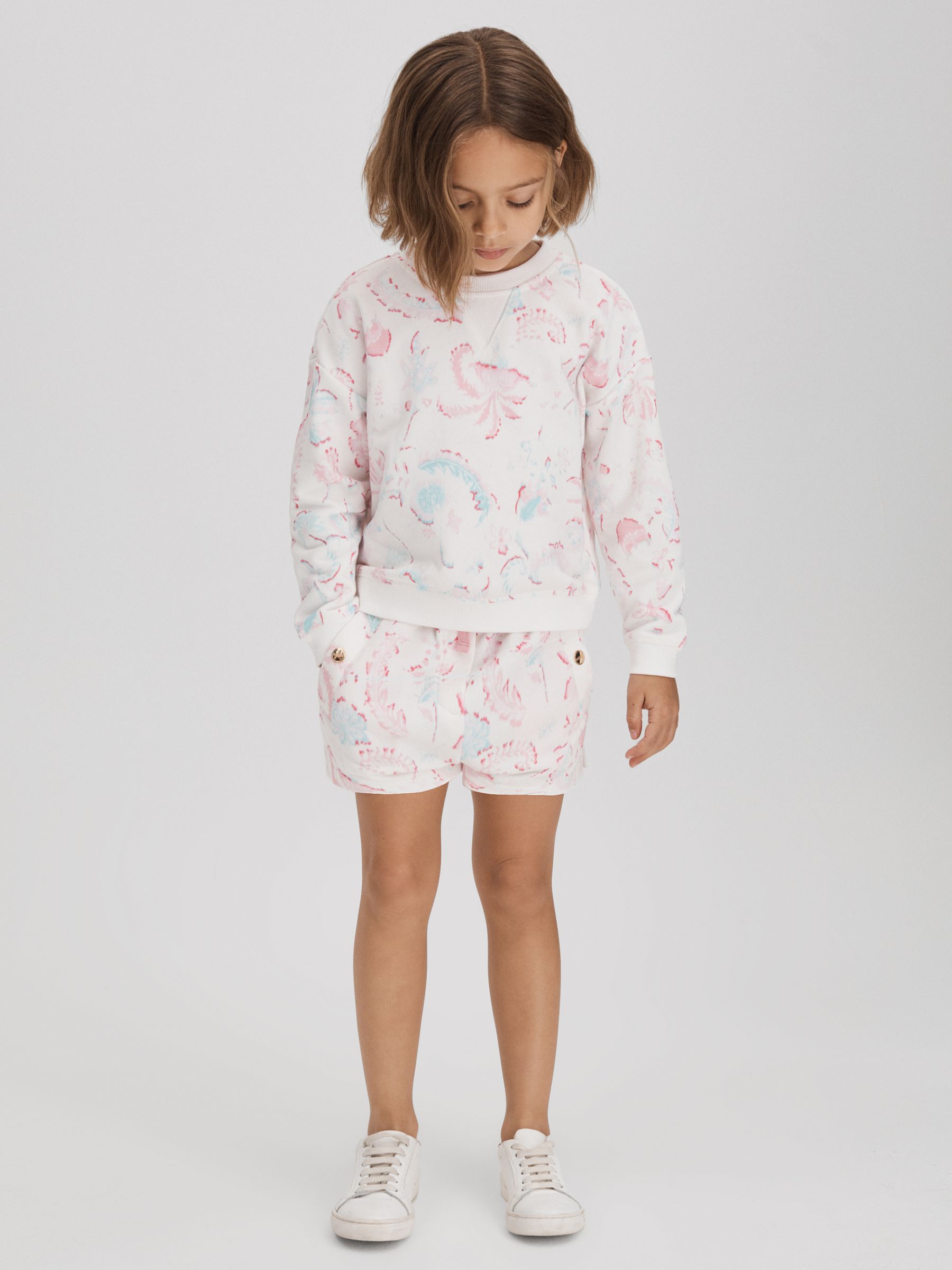 9-13 yrs Crew Neck Jumper and Shorts Set in Pink - Image 1 of 7