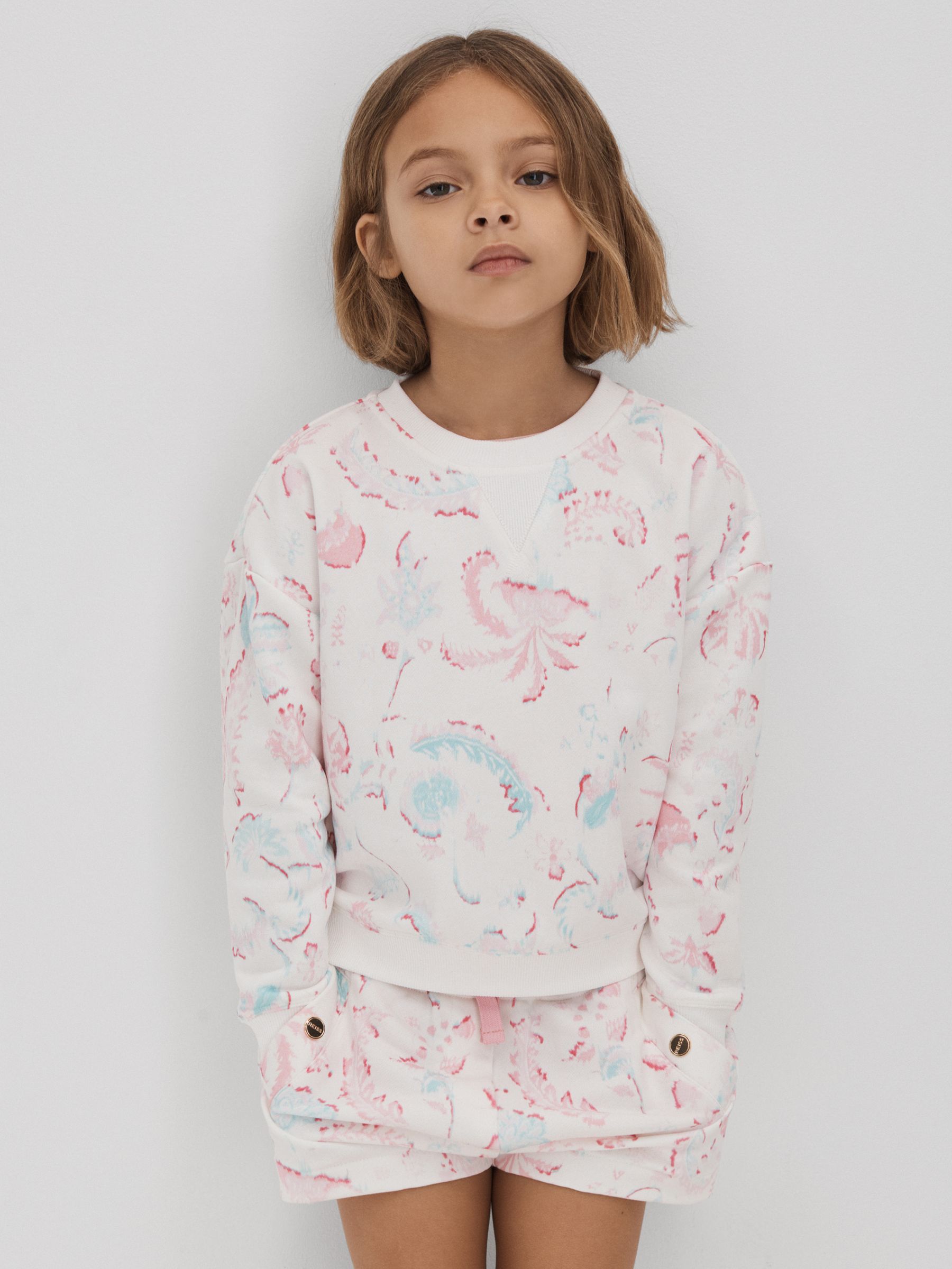 9-13 yrs Crew Neck Jumper and Shorts Set in Pink - Image 3 of 7