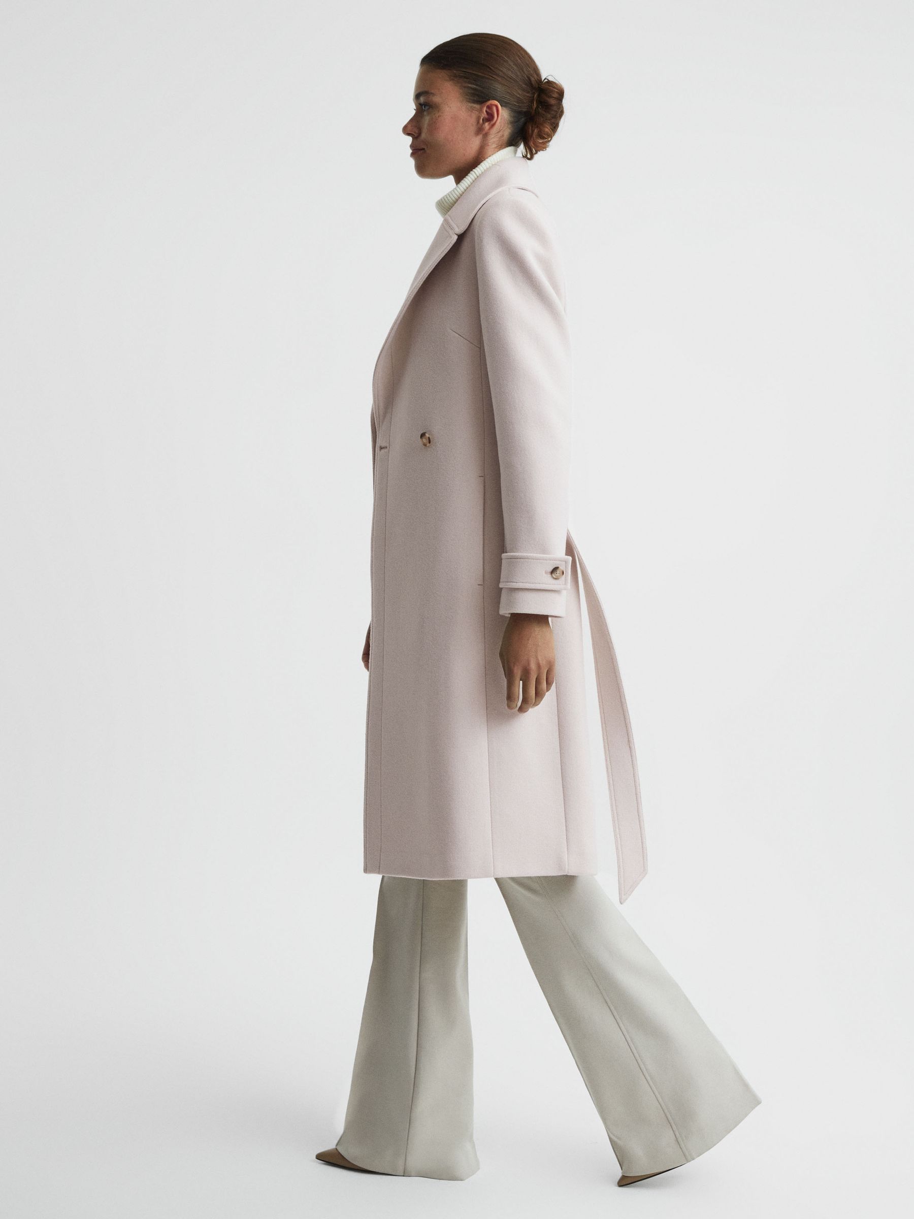 Relaxed Wool Blend Belted Coat in Neutral - Image 6 of 7