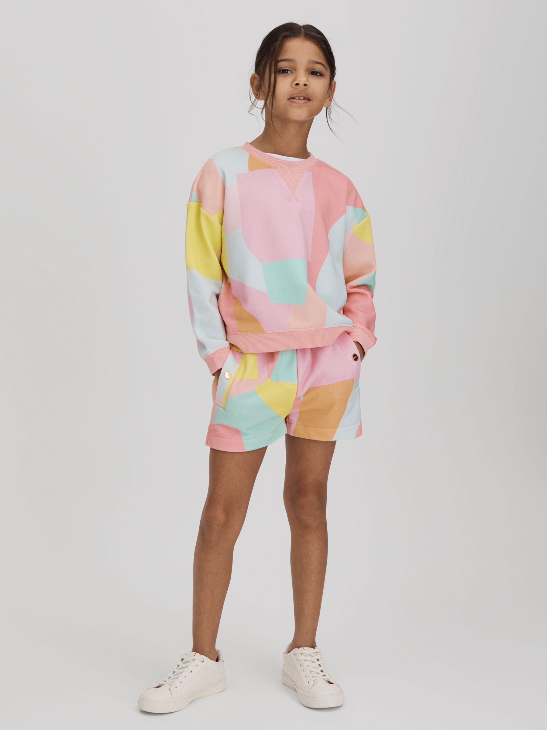 Teen Crew Neck Jumper and Shorts Set in Multi - Image 3 of 8