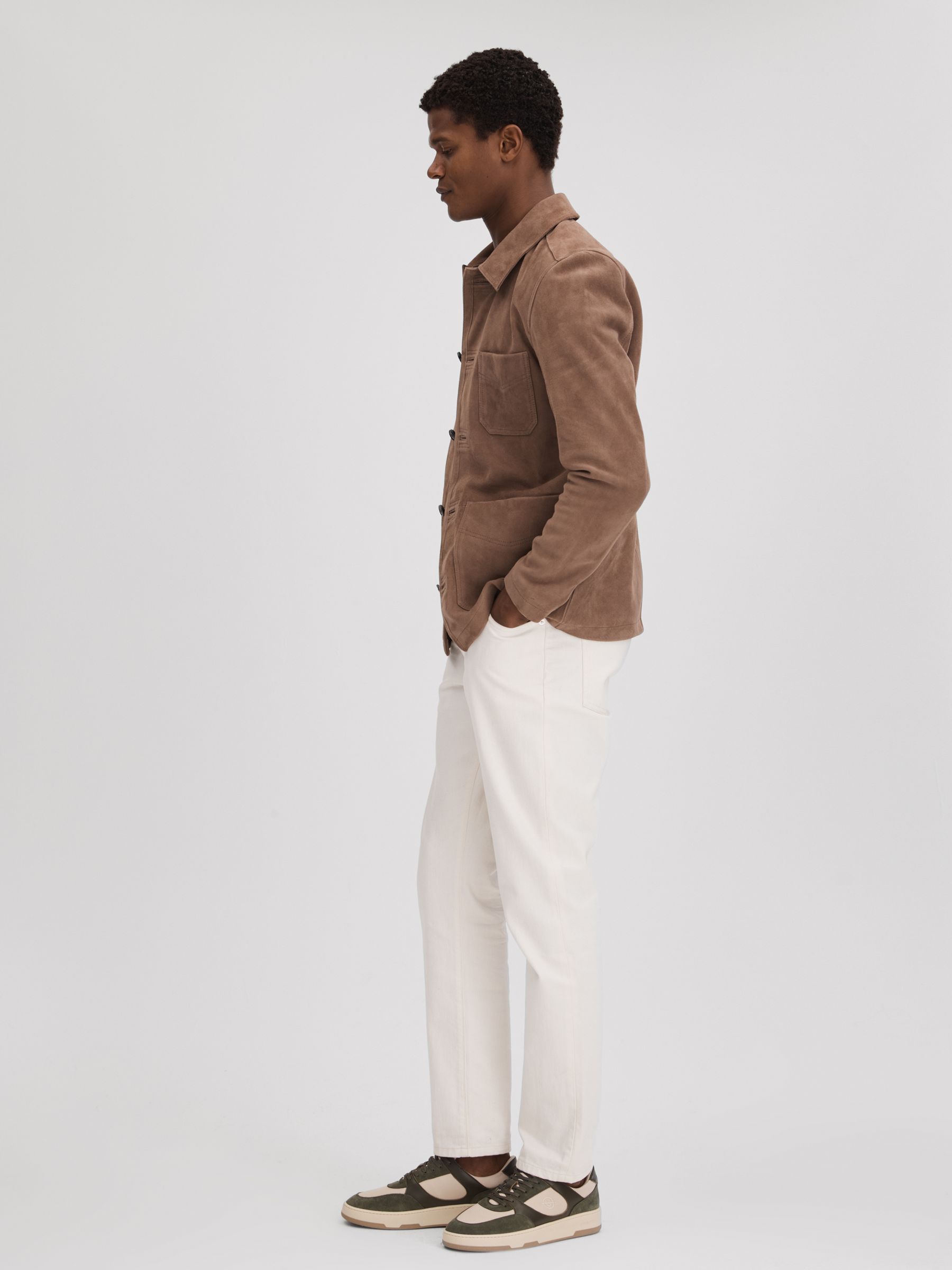 Unseen Leather Suede Noirmont Trainers in Khaki/Taupe - Bild 2 av 5