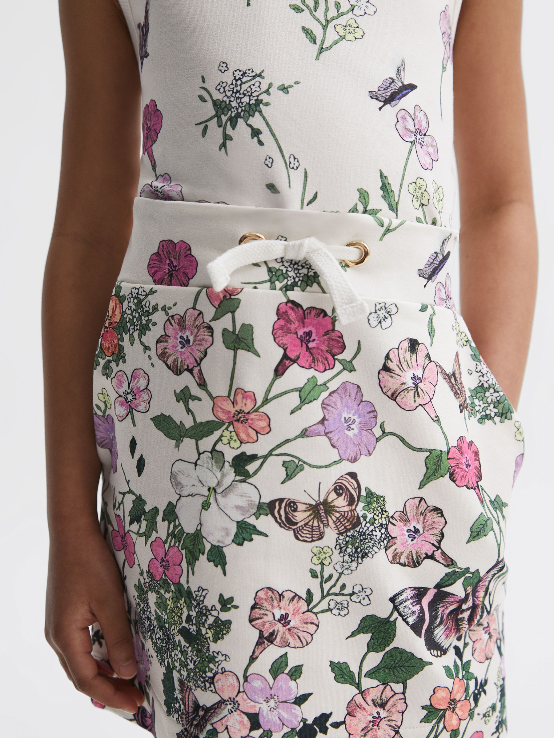 9-12 yrs Floral Drawstring Waist Dress in Pink Print - Image 6 of 6