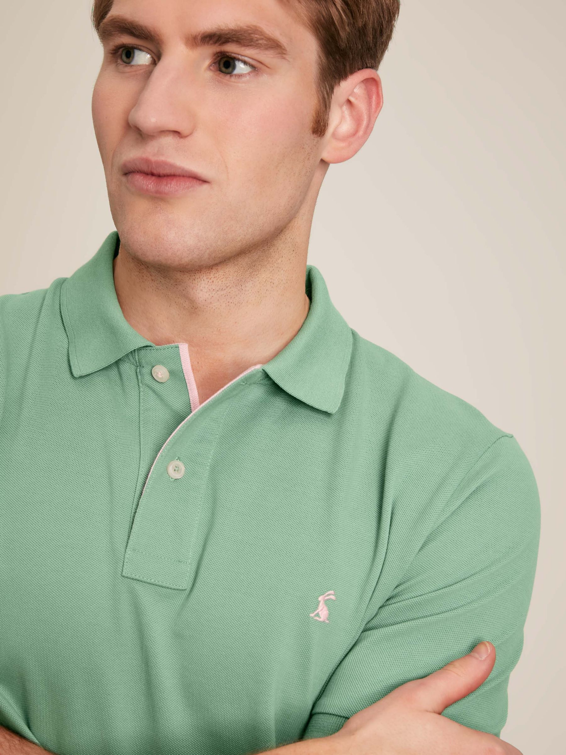 Woody Light Green Regular Fit Cotton Pique Polo Shirt - Image 4 of 6