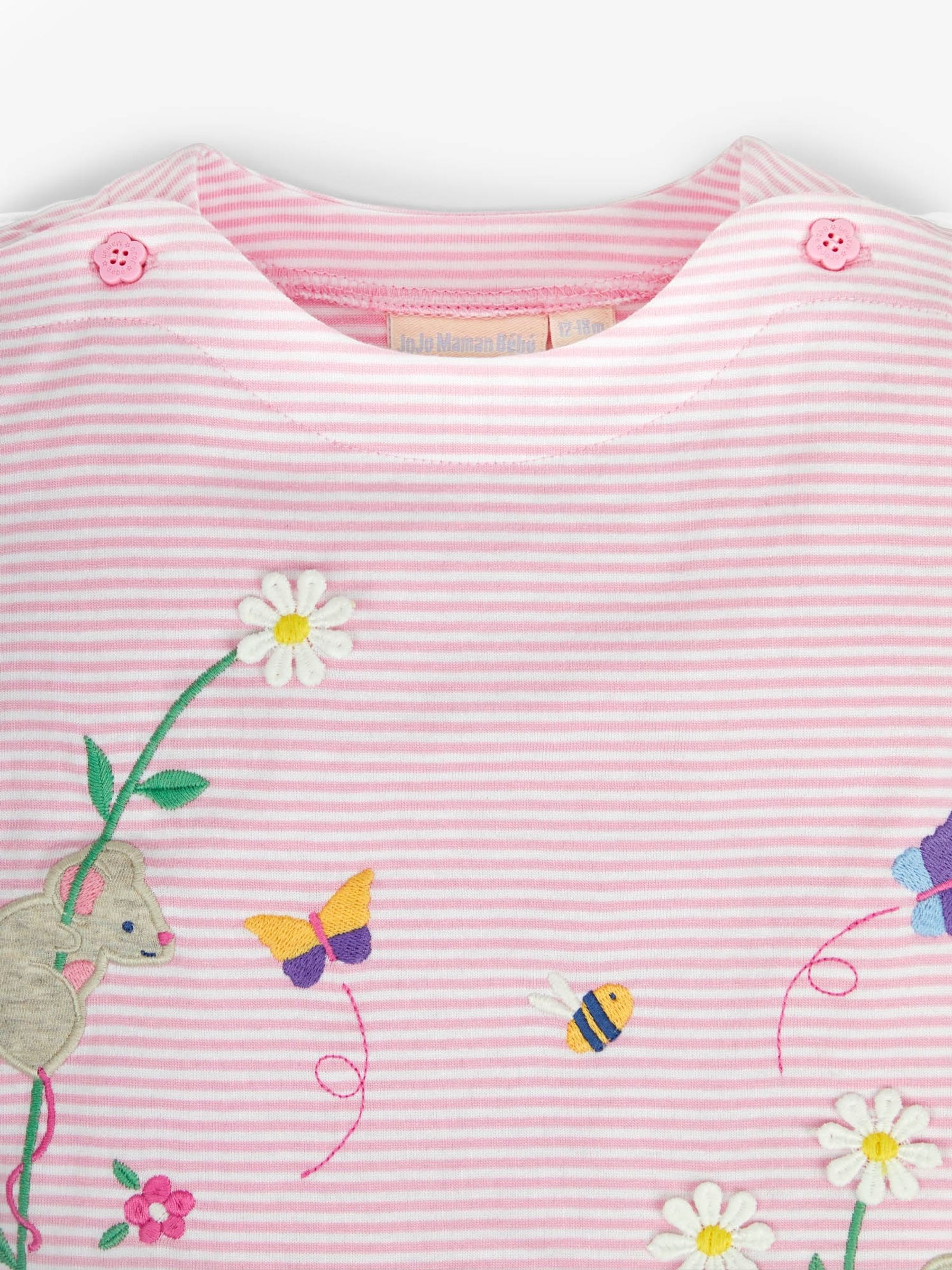 Pale Pink Stripe Mouse Appliqué T-Shirt - Image 5 of 6