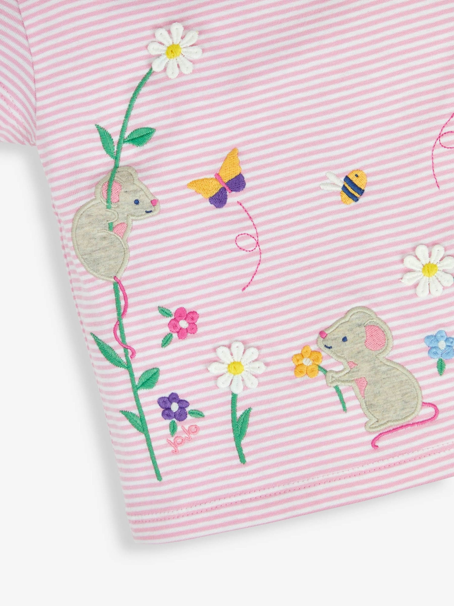 Pale Pink Stripe Mouse Appliqué T-Shirt - Image 6 of 6