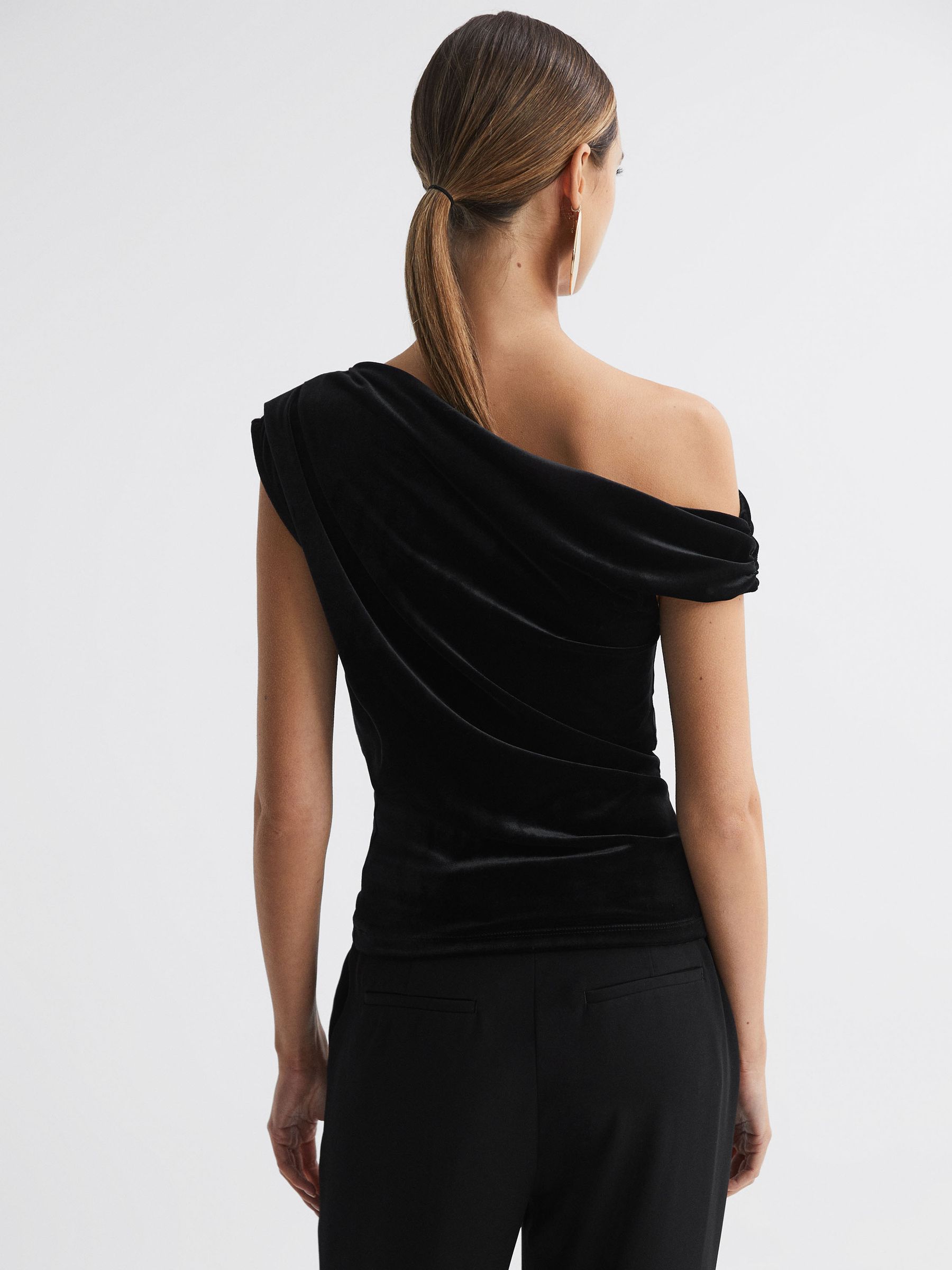 Velvet Off-The-Shoulder Top in Black - Image 4 of 5