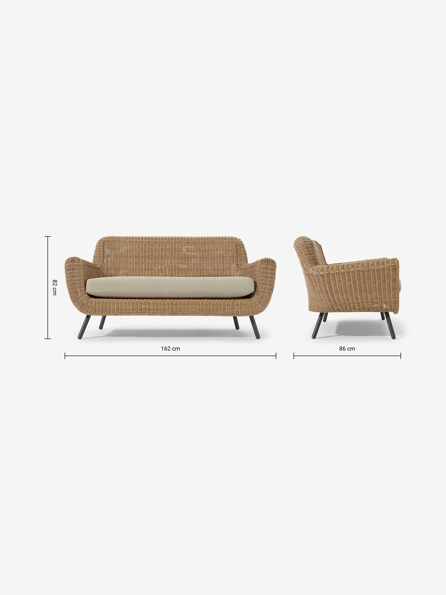 Jonah Garden 2 Seater Sofa Polyrattan in Natural - Image 4 of 7