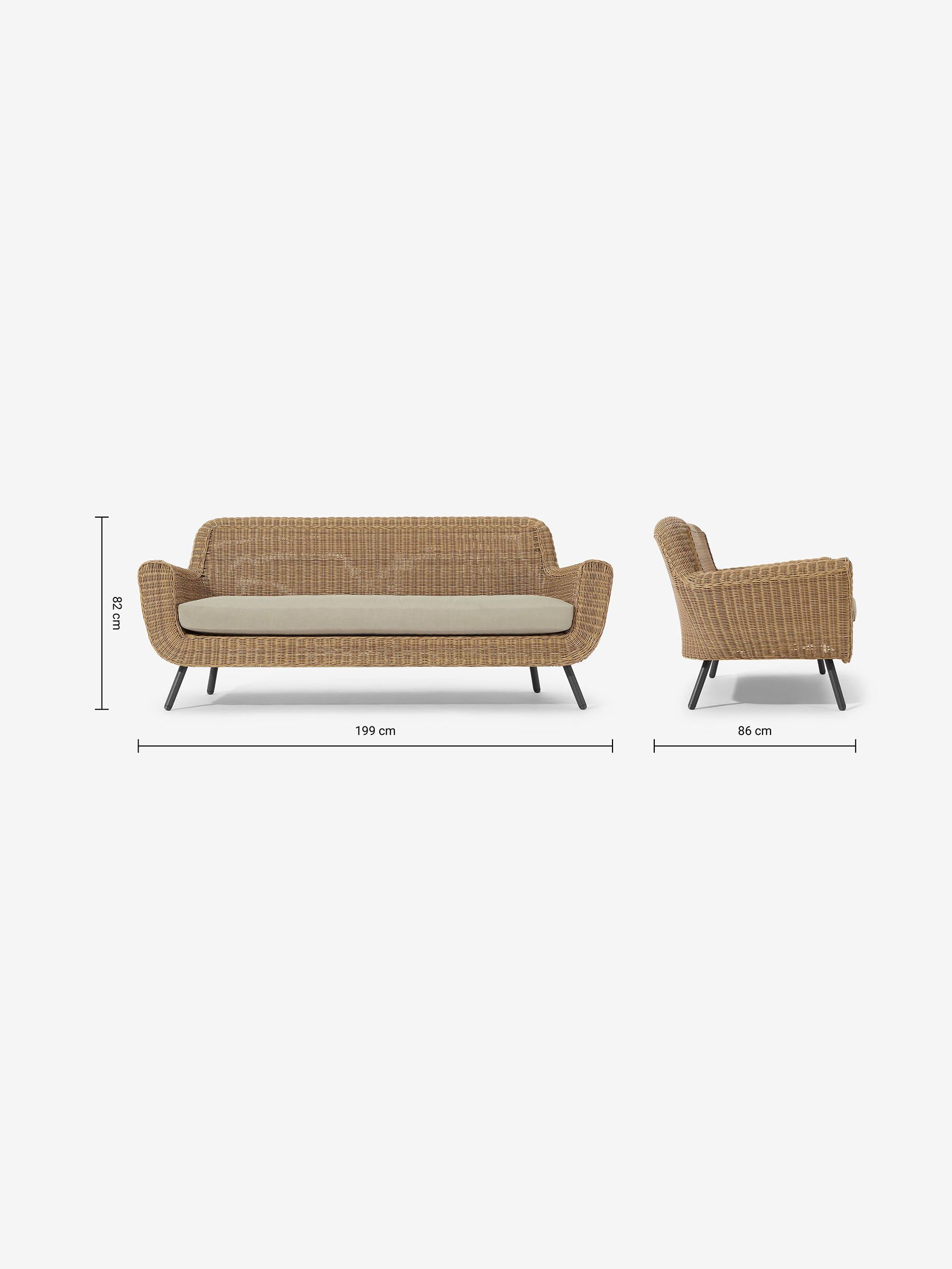 Jonah Garden 3 Seater Sofa Polyrattan in Natural - Image 6 of 7