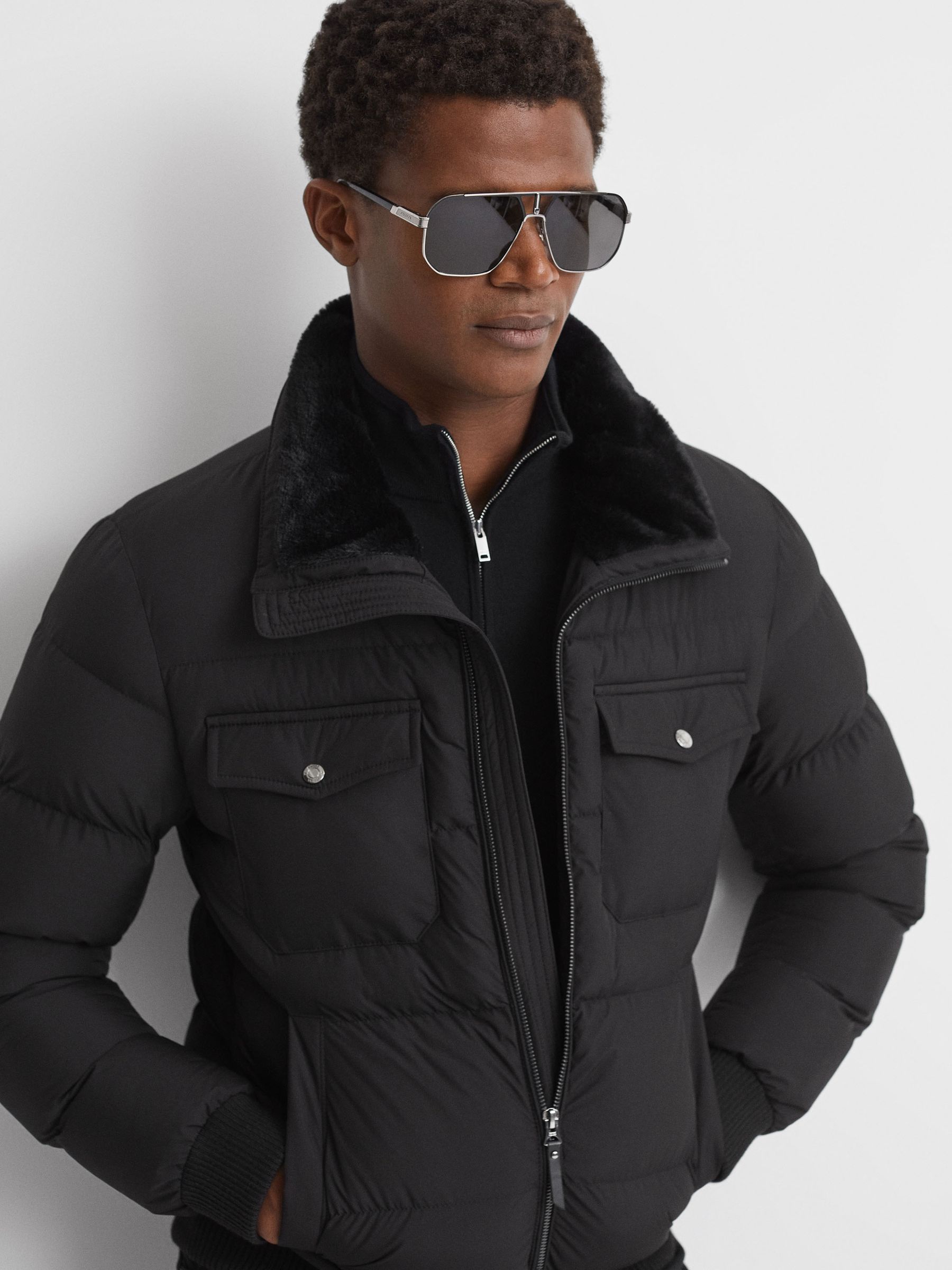 Carrera Eyewear Polarised Rectangular Sunglasses in Black - Image 2 of 4