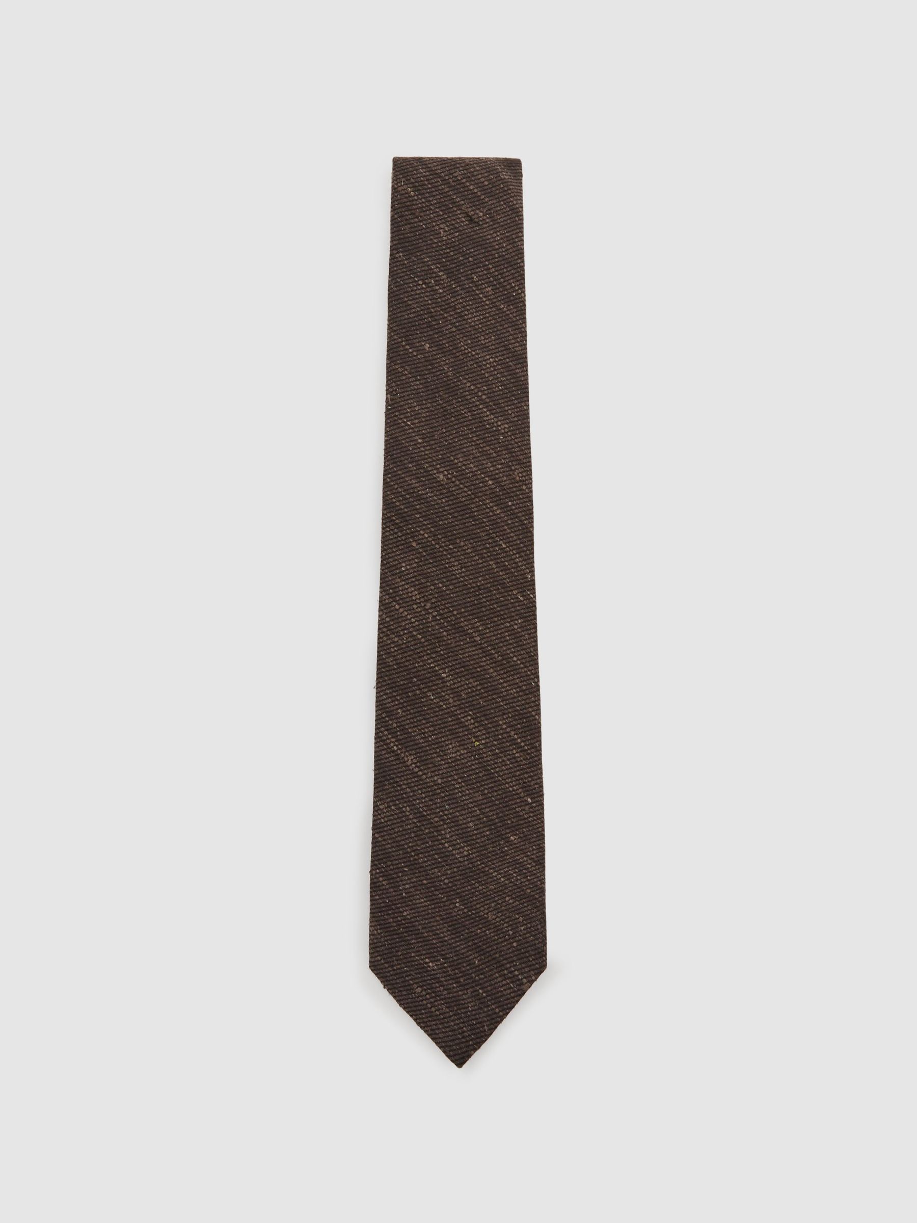 Silk-Blend Slub Textured Tie in Chocolate Brown - Image 2 of 5