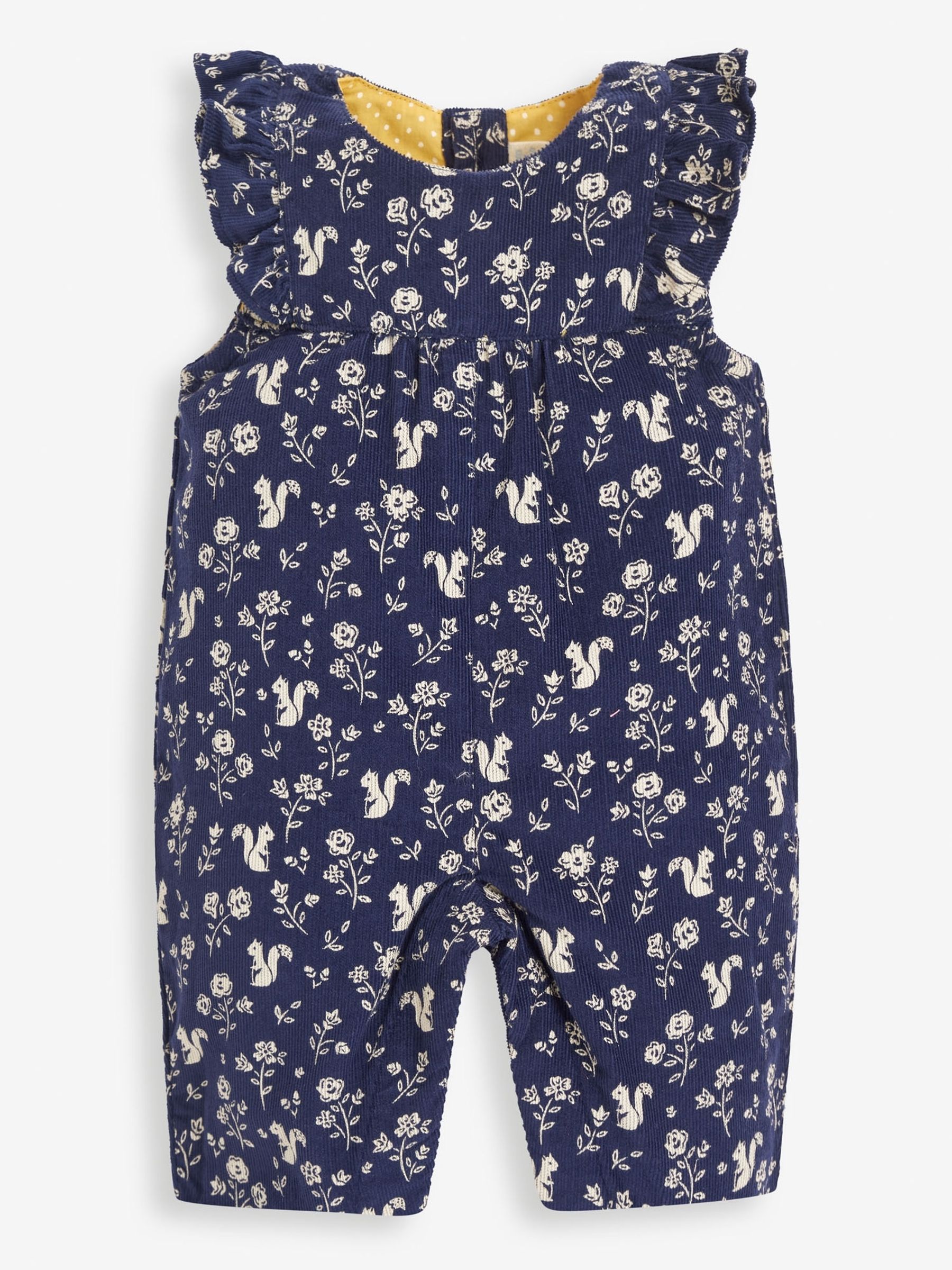 Blue Woodland Squirrel Print Cord Baby Dungarees in China Blue - Image 1 of 2
