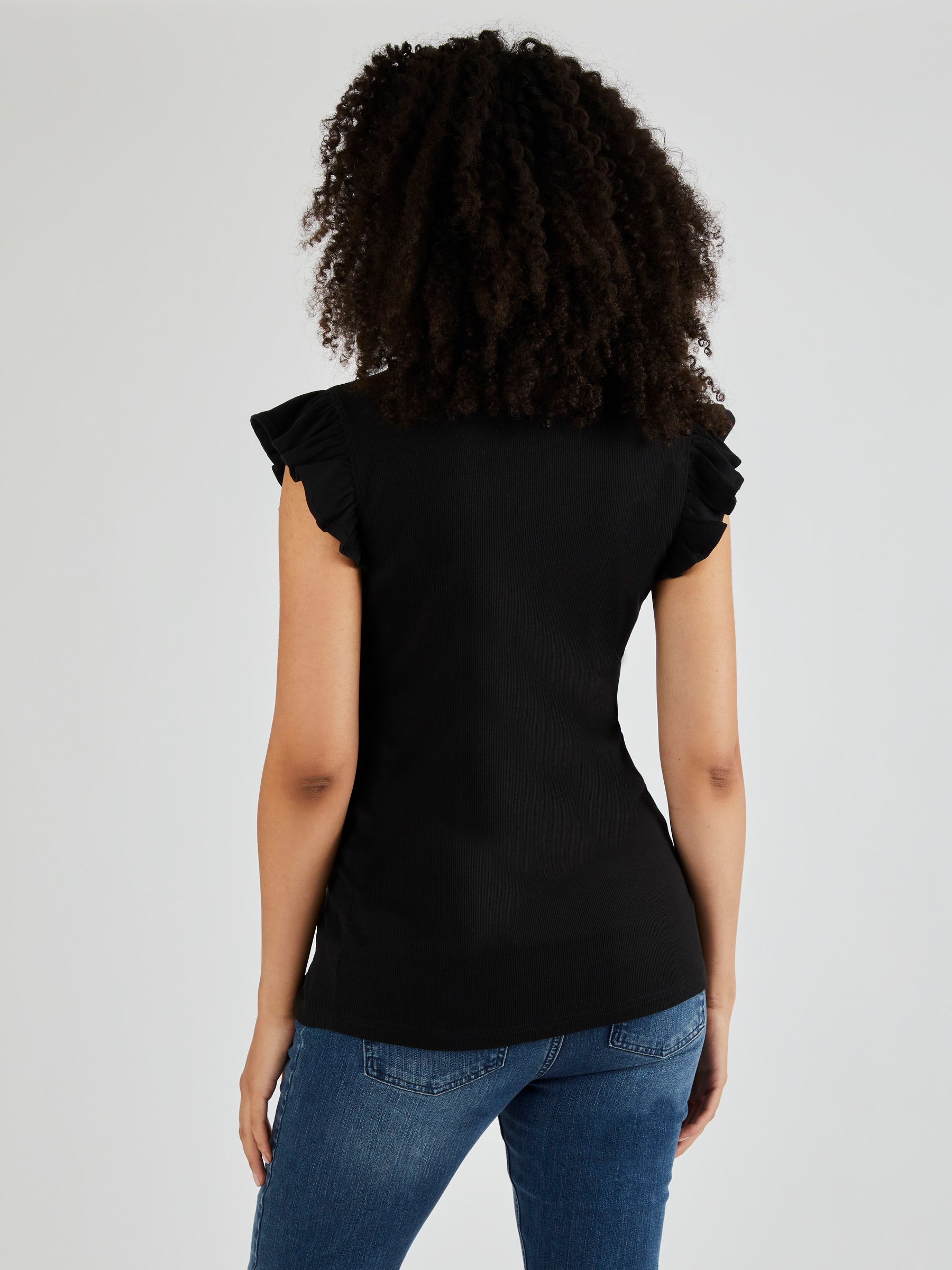 Black Crew Neck Flutter Maternity Top - Image 2 of 4