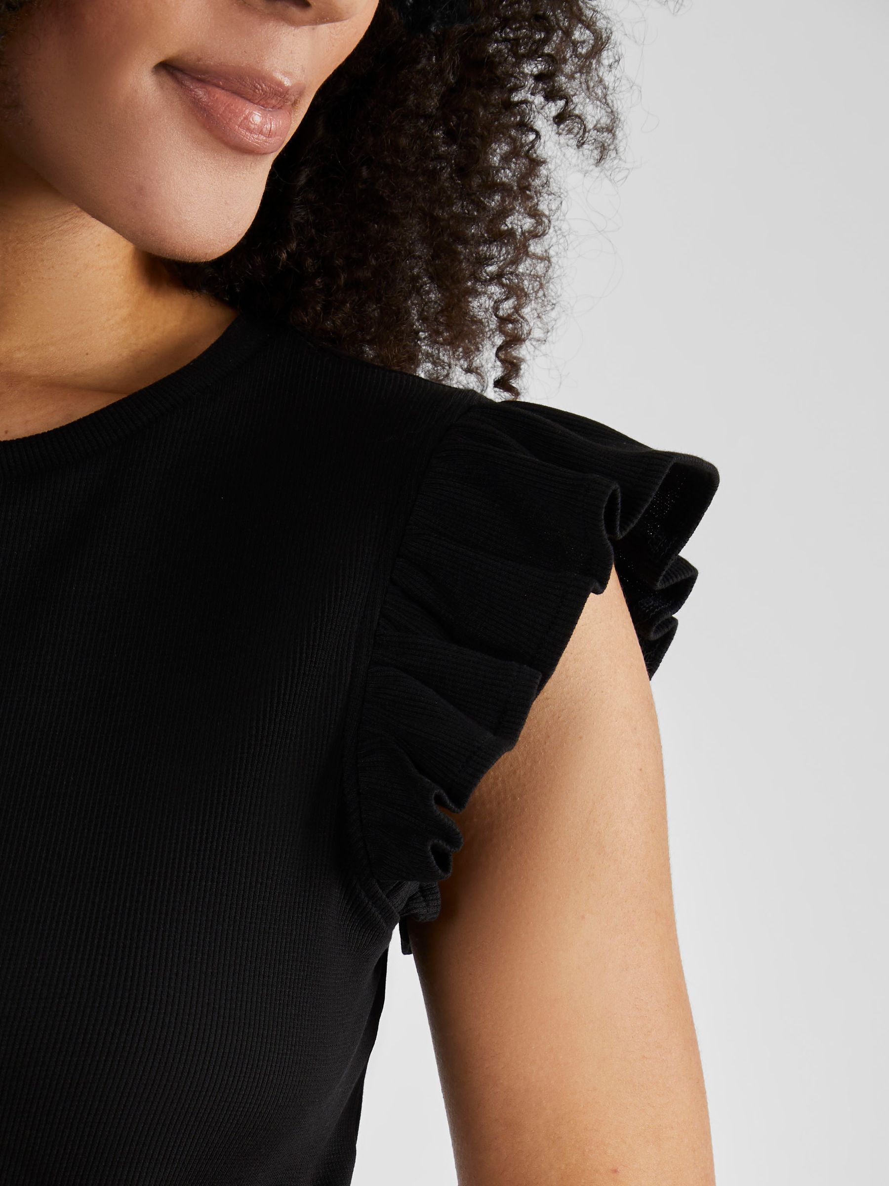 Black Crew Neck Flutter Maternity Top - Image 4 of 4