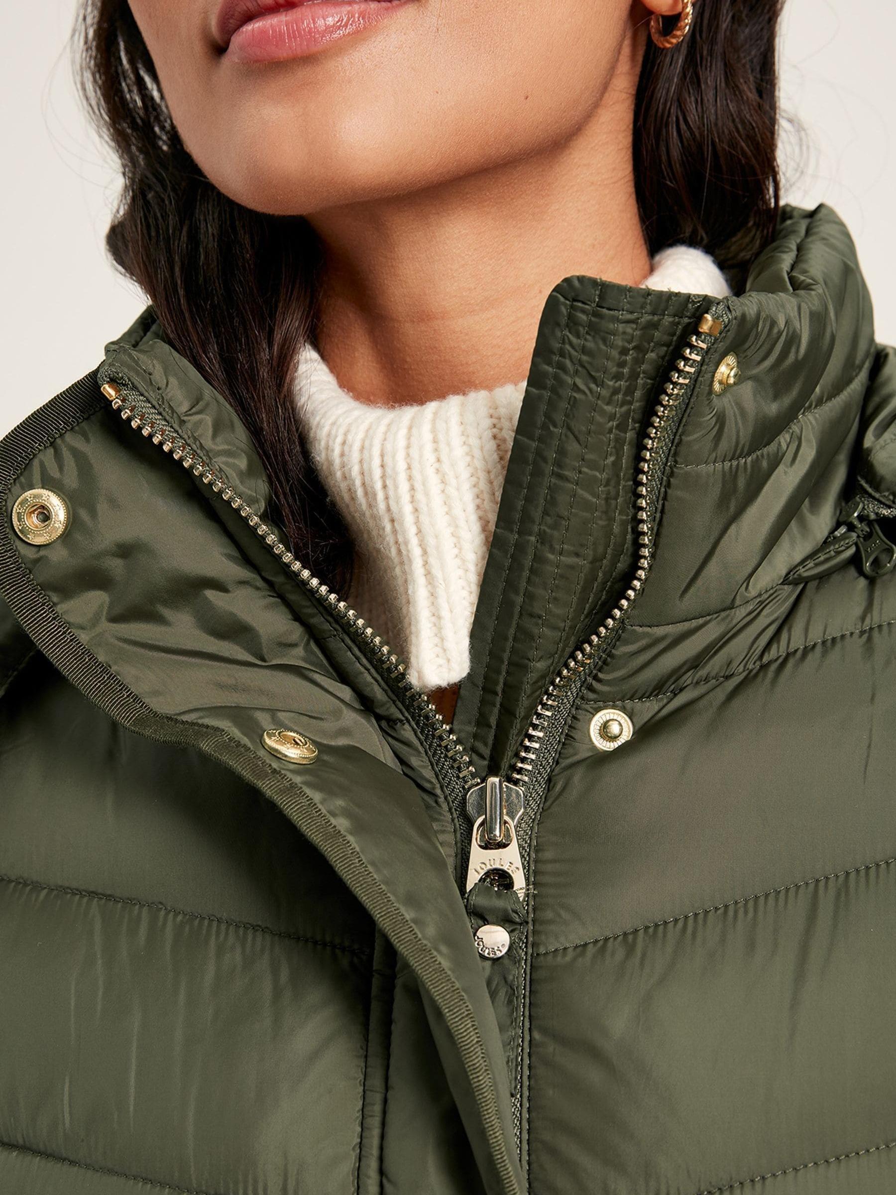 Pembury Khaki Green Showerproof Long Padded Coat With Hood - Image 4 of 7