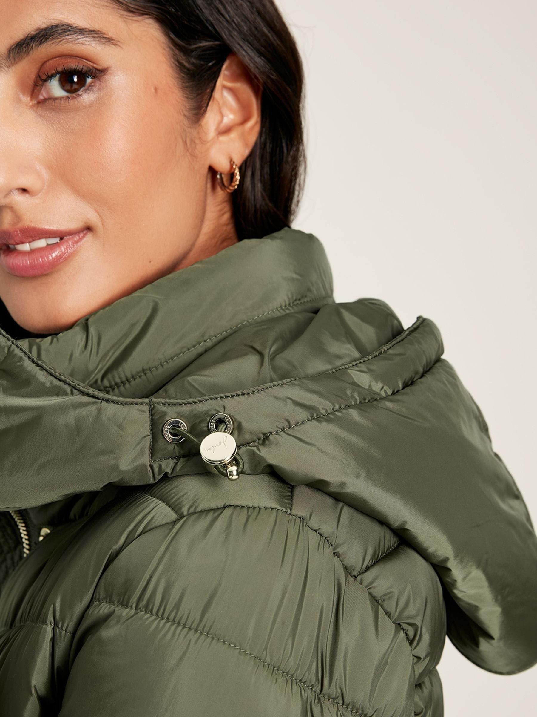 Pembury Khaki Green Showerproof Long Padded Coat With Hood - Image 6 of 7