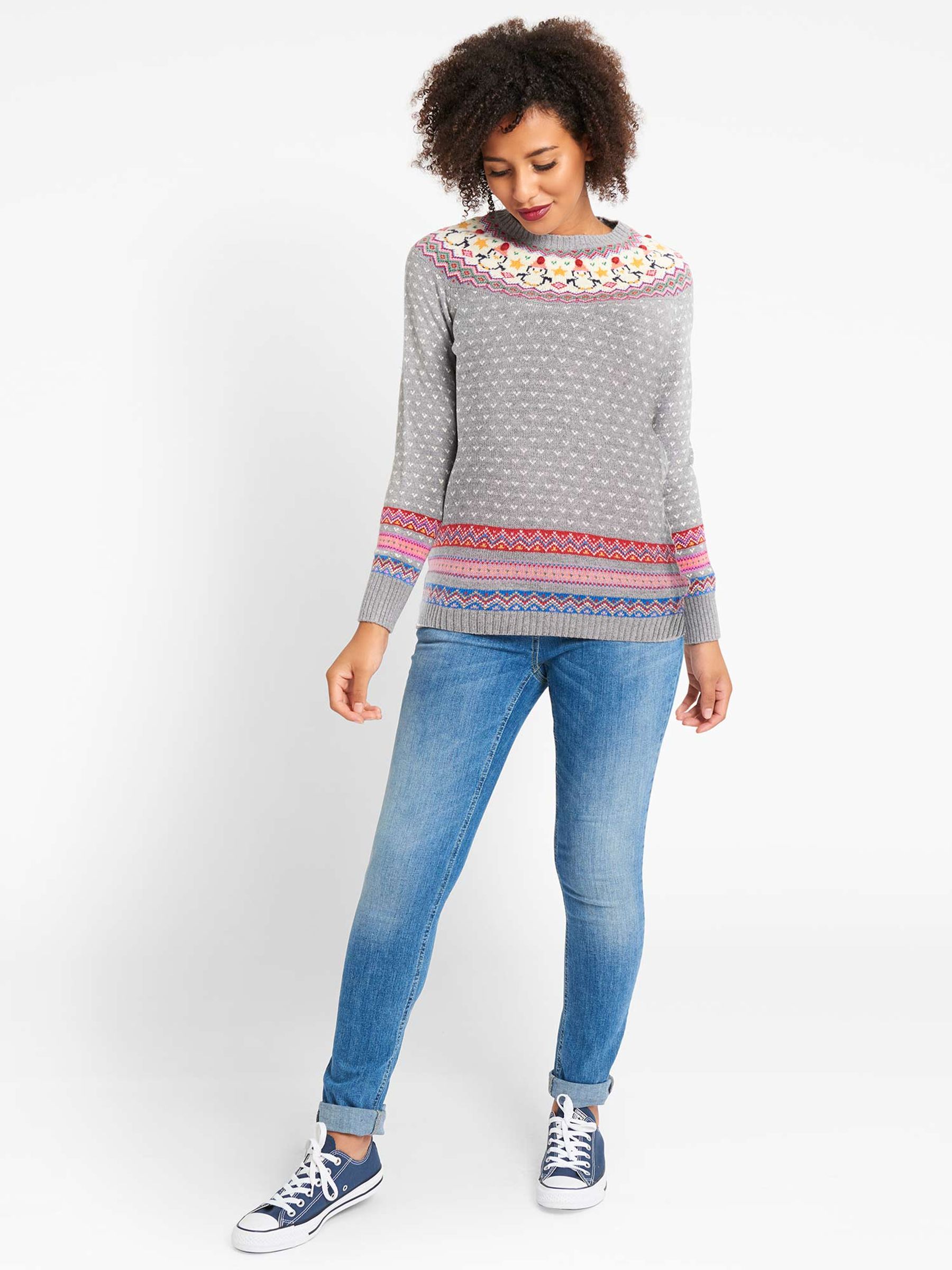Grey Maternity Penguin Cashmere Mix Fair Isle Pattern Jumper - Image 4 of 6