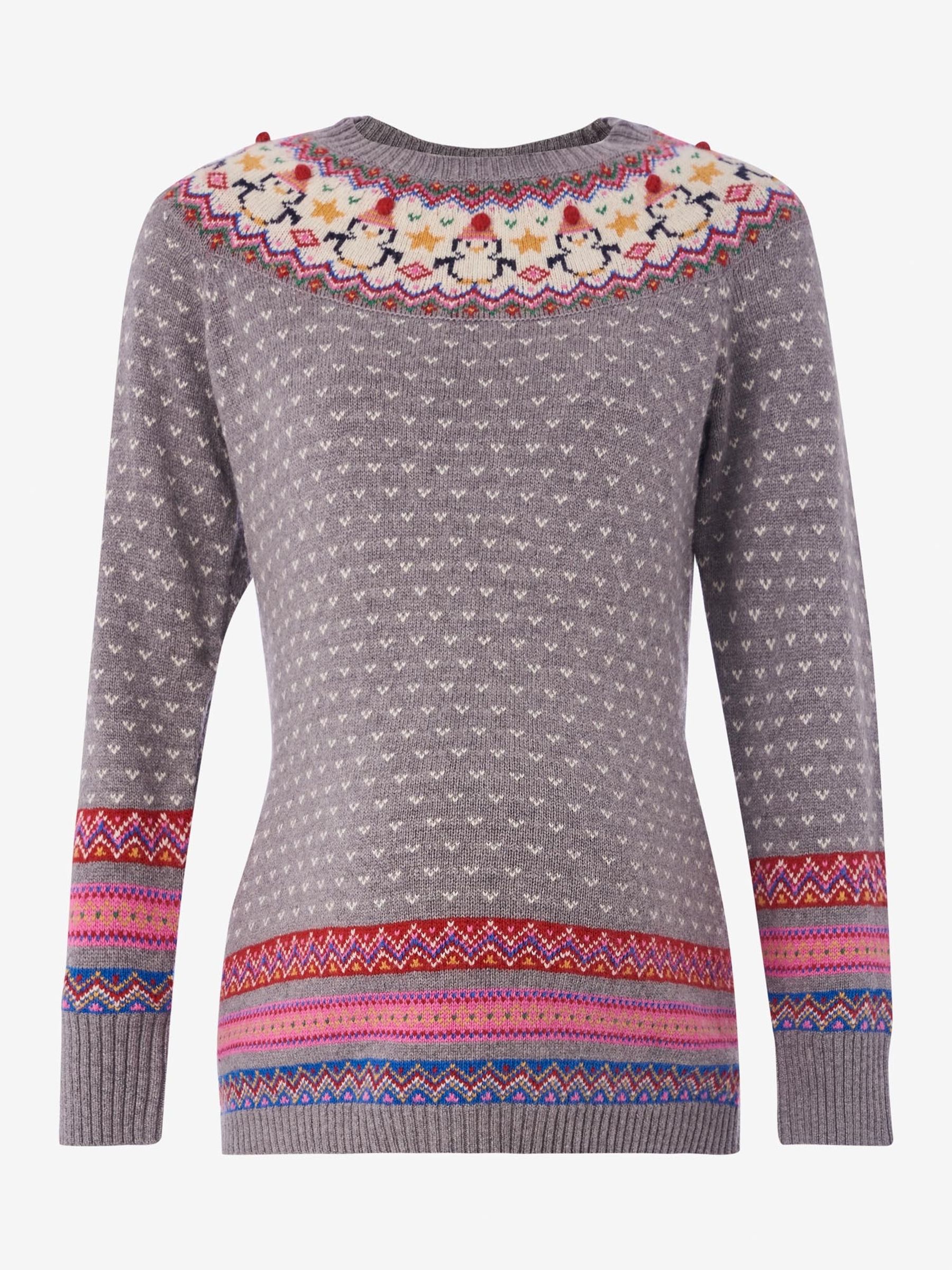 Grey Maternity Penguin Cashmere Mix Fair Isle Pattern Jumper - Image 5 of 6