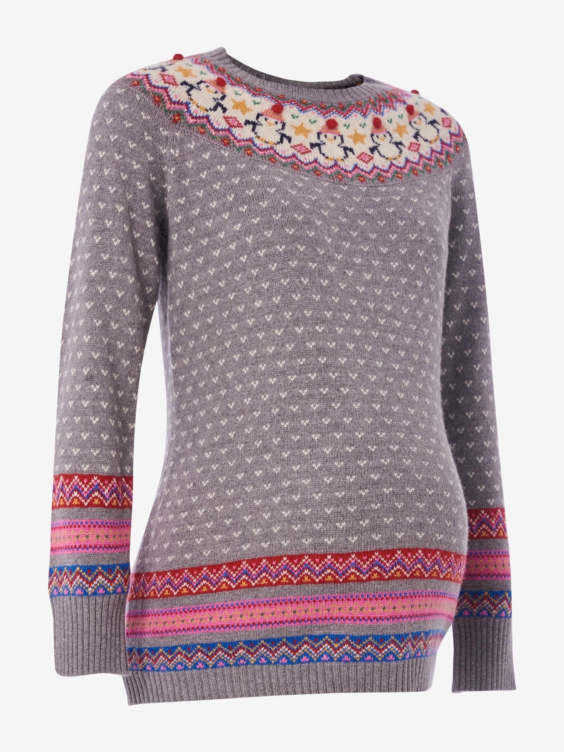 Grey Maternity Penguin Cashmere Mix Fair Isle Pattern Jumper - Image 6 of 6