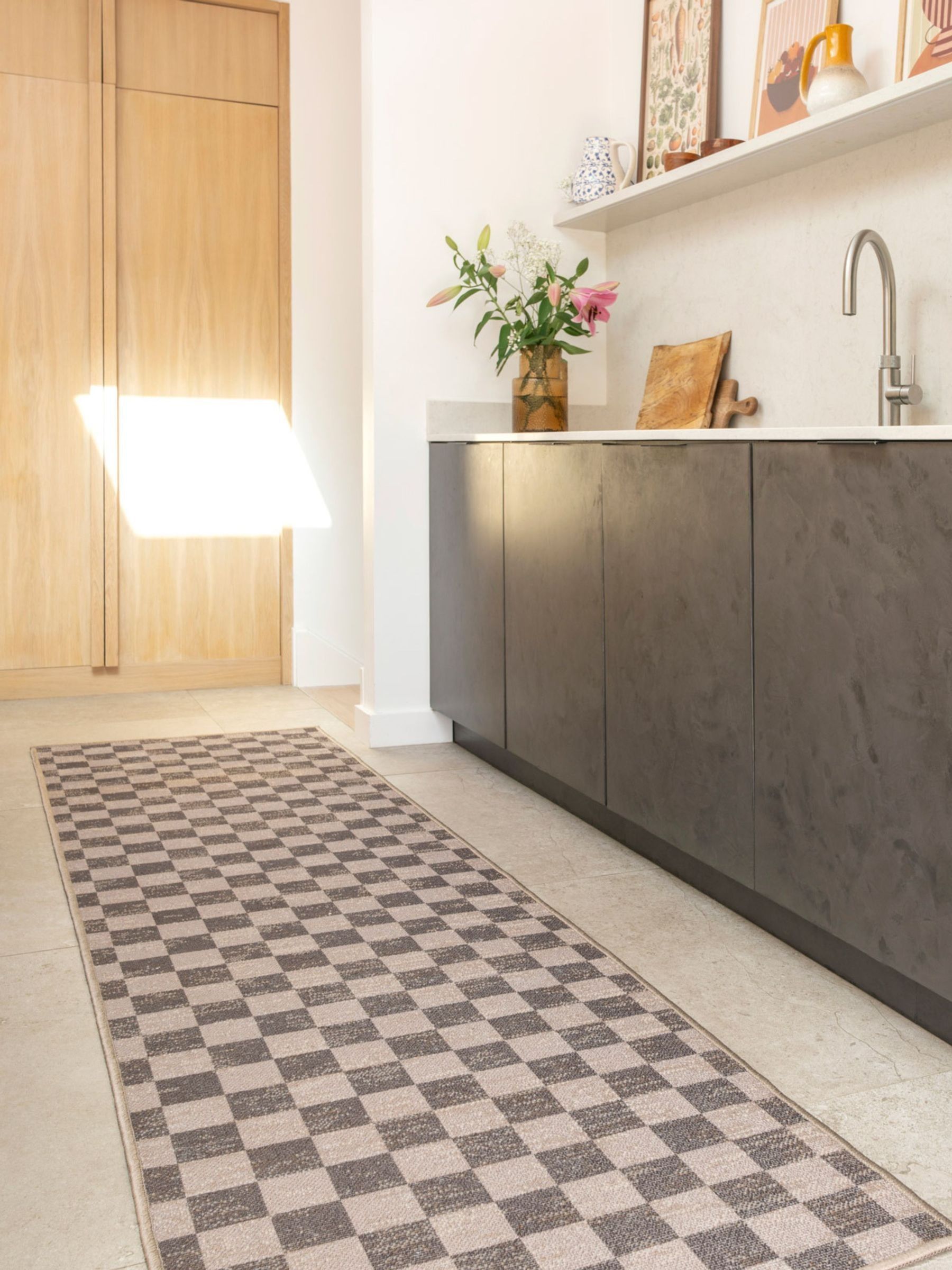 kukoon Brown Washable Juno Checkerboard Jute Style Runner - Image 1 of 6 kukoon Brown Washable Juno Checkerboard Jute Style Runner - Image 1 of 6
