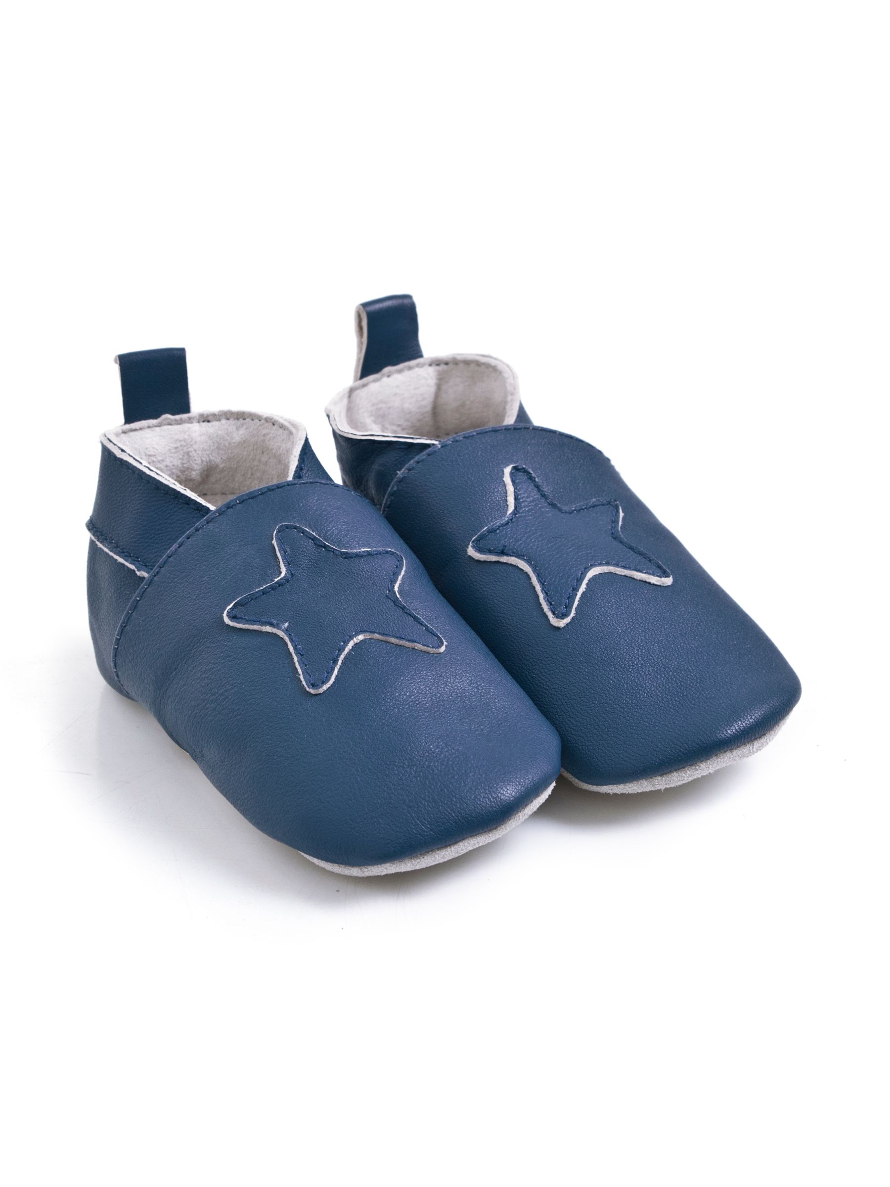Star Leather Baby Booties in Navy - Image 1 of 2