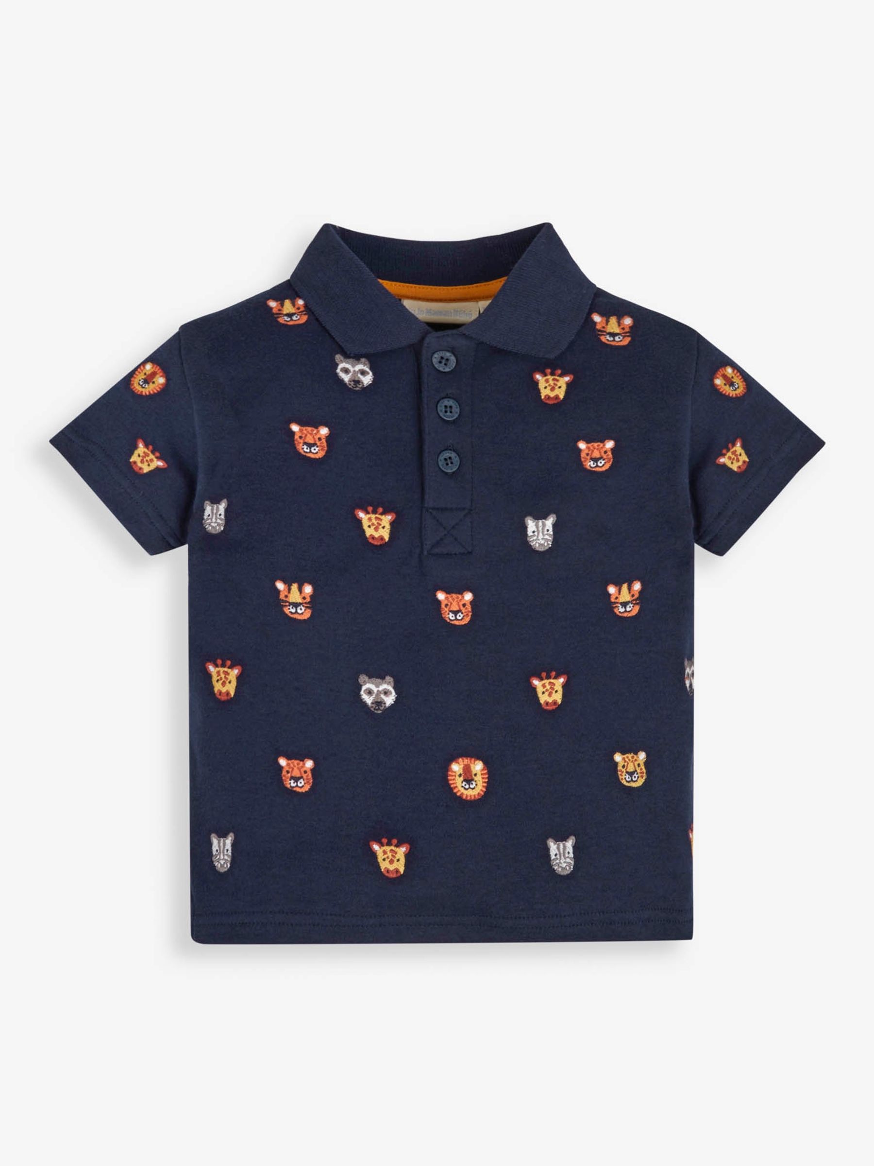 Navy Safari Animals Embroidered Polo Shirt - Image 1 of 2