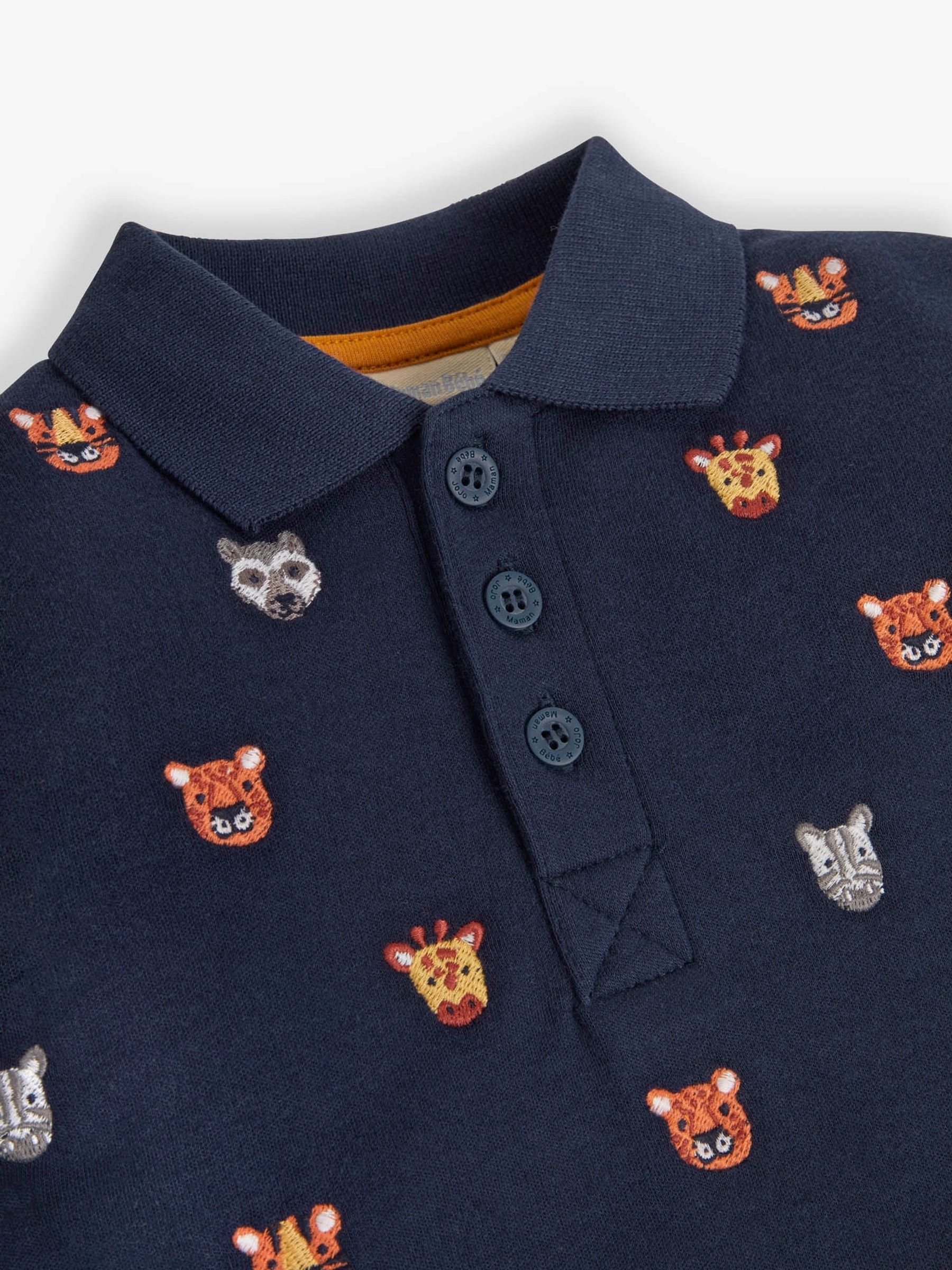 Navy Safari Animals Embroidered Polo Shirt - Image 2 of 2