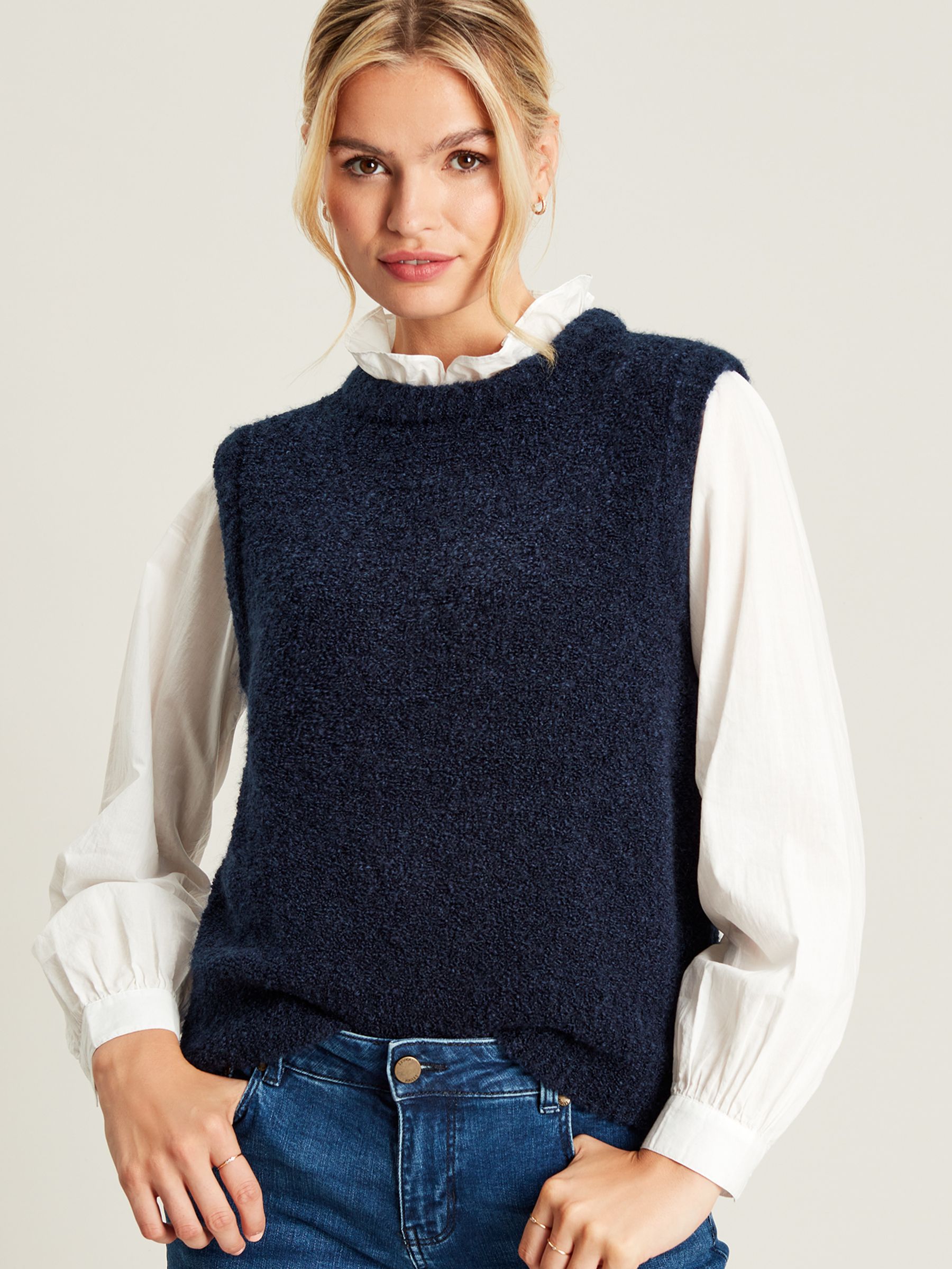 Lily Blue Bouclé Vest - Image 1 of 5