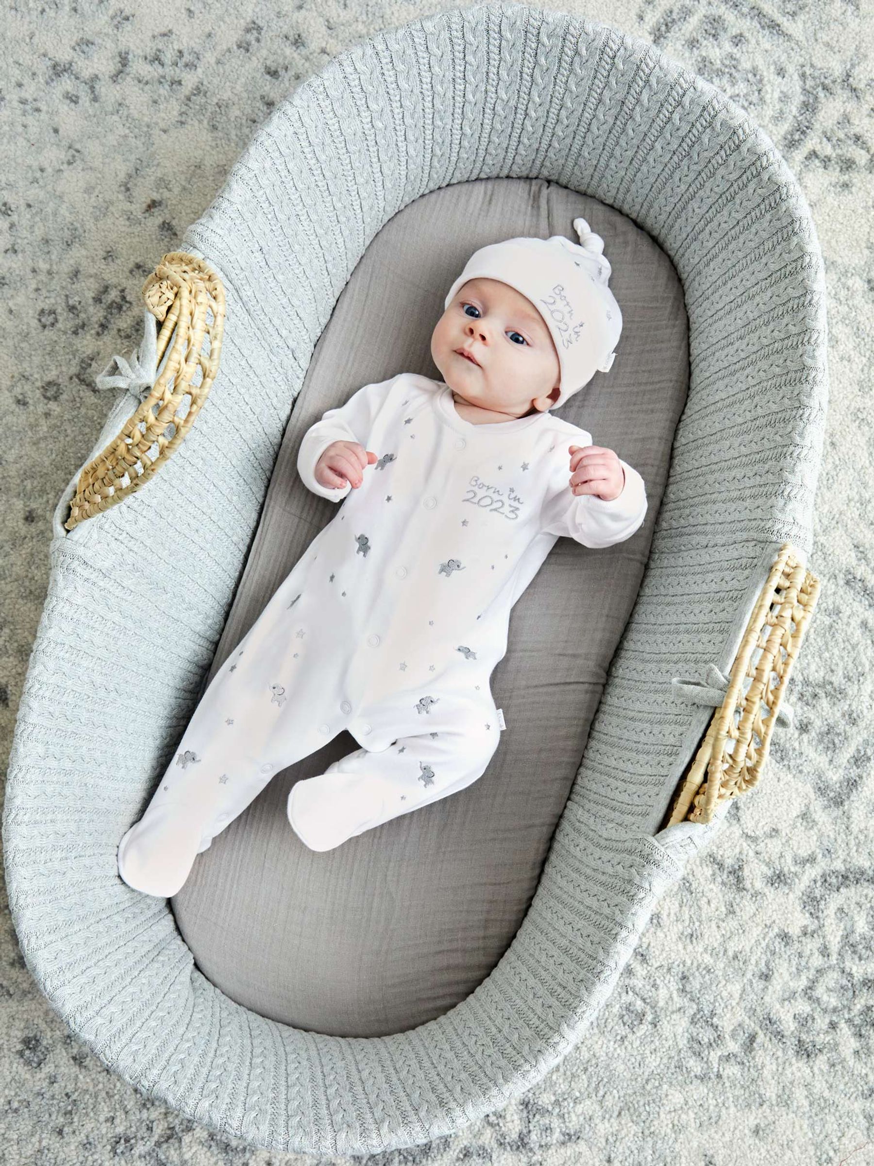 White Born in 2023 Embroidered Sleepsuit - Image 1 of 4