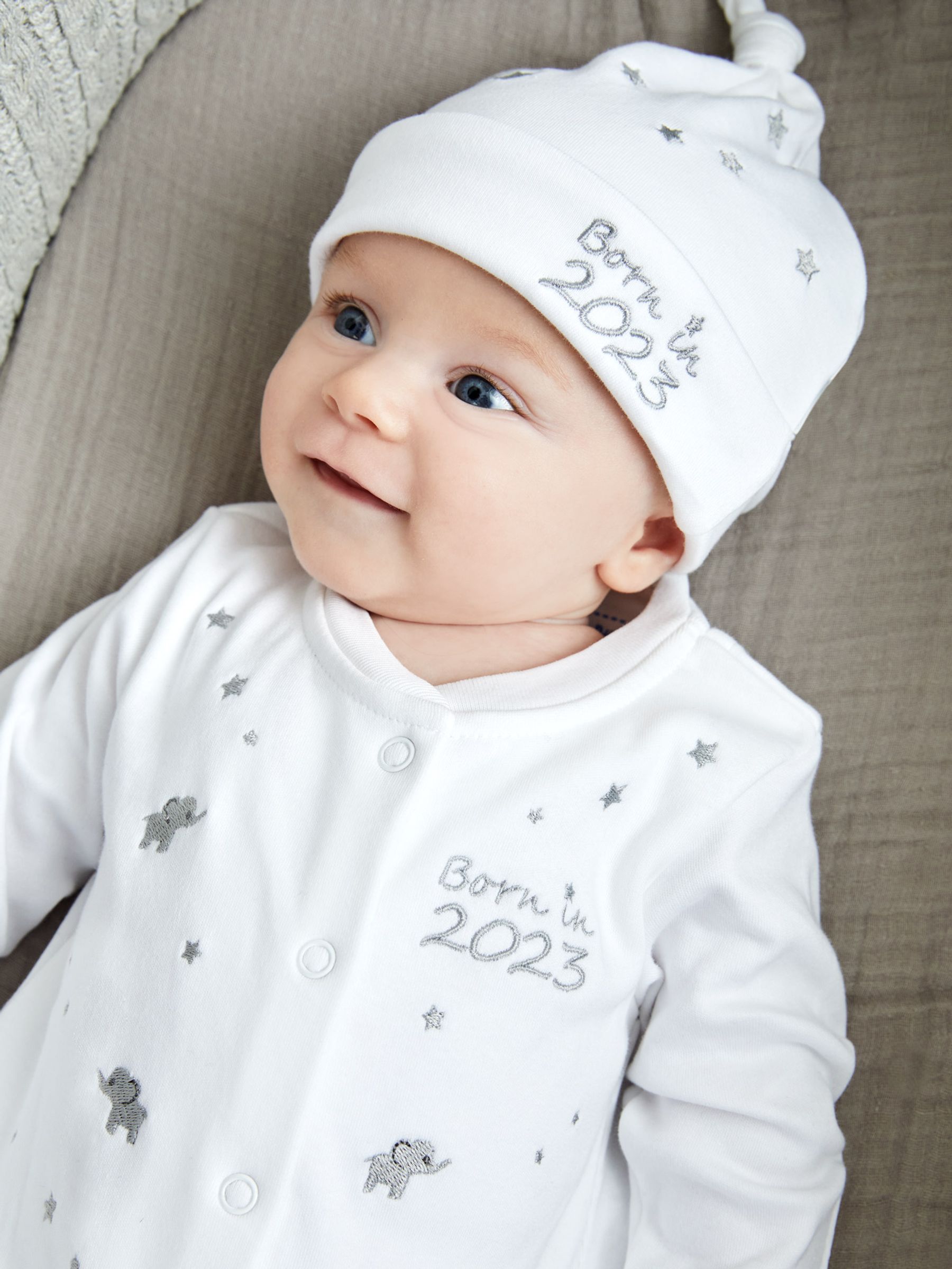 White Born in 2023 Embroidered Sleepsuit - Image 2 of 4