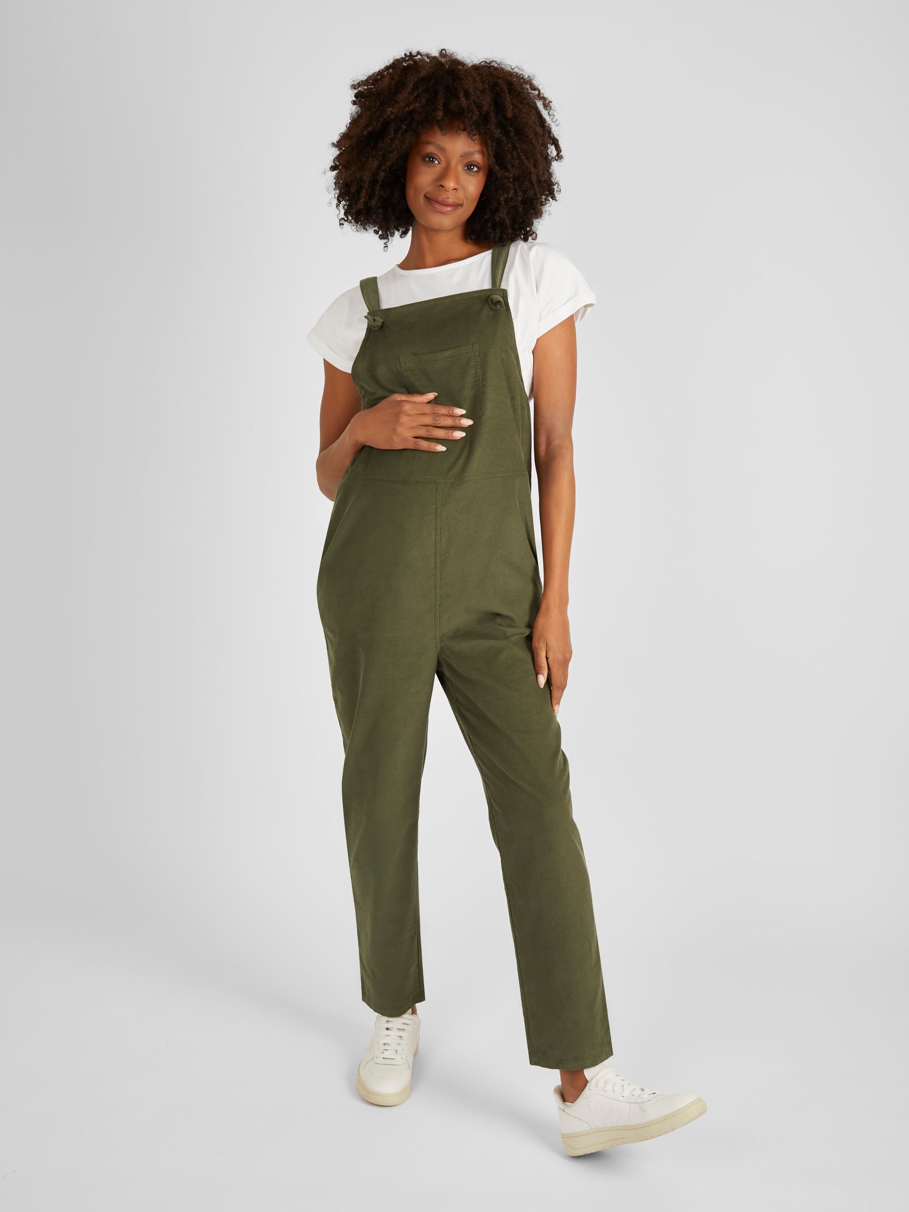 Khaki Cord Maternity Dungarees - Image 1 of 4