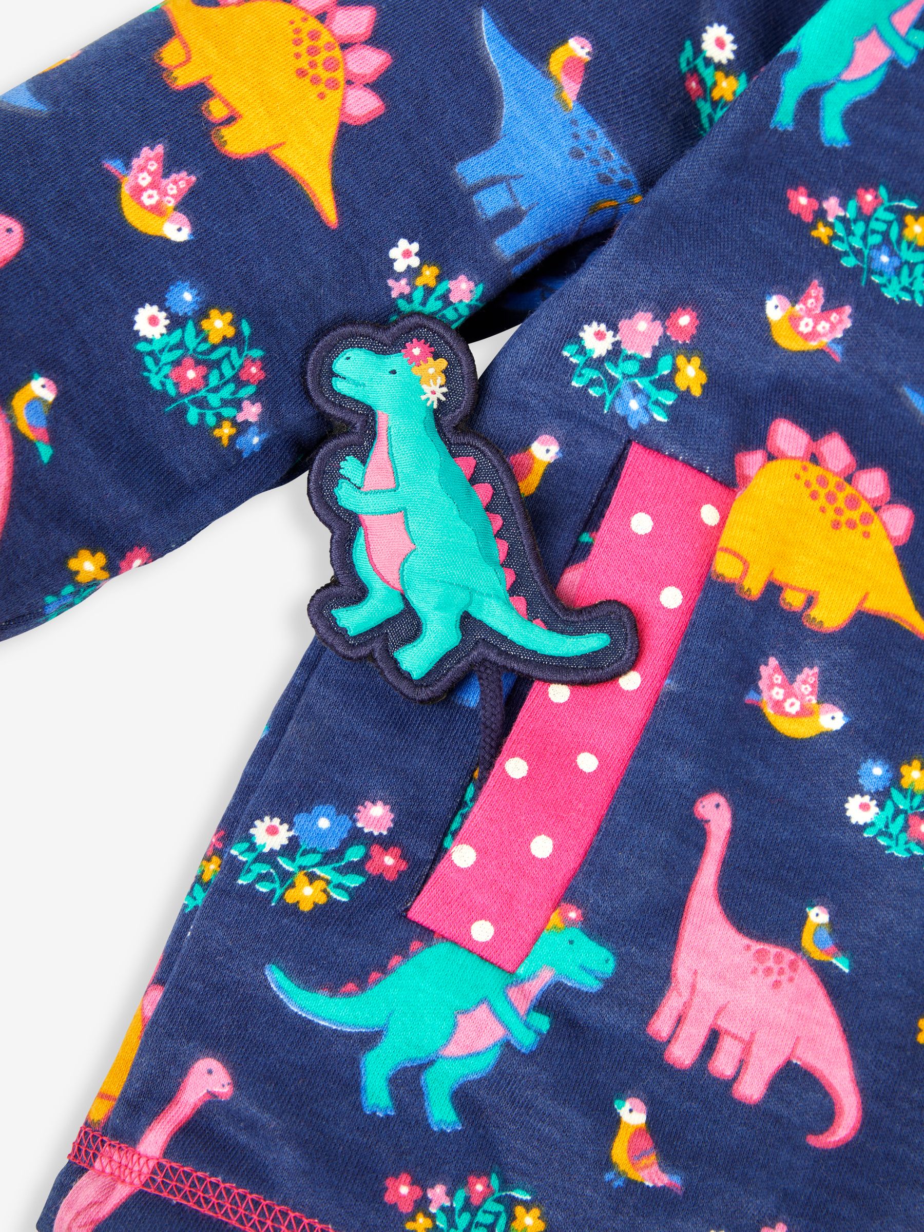 Raspberry Pink Dino Appliqué Reversible Hoodie With Pet In Pocket - Image 6 of 6