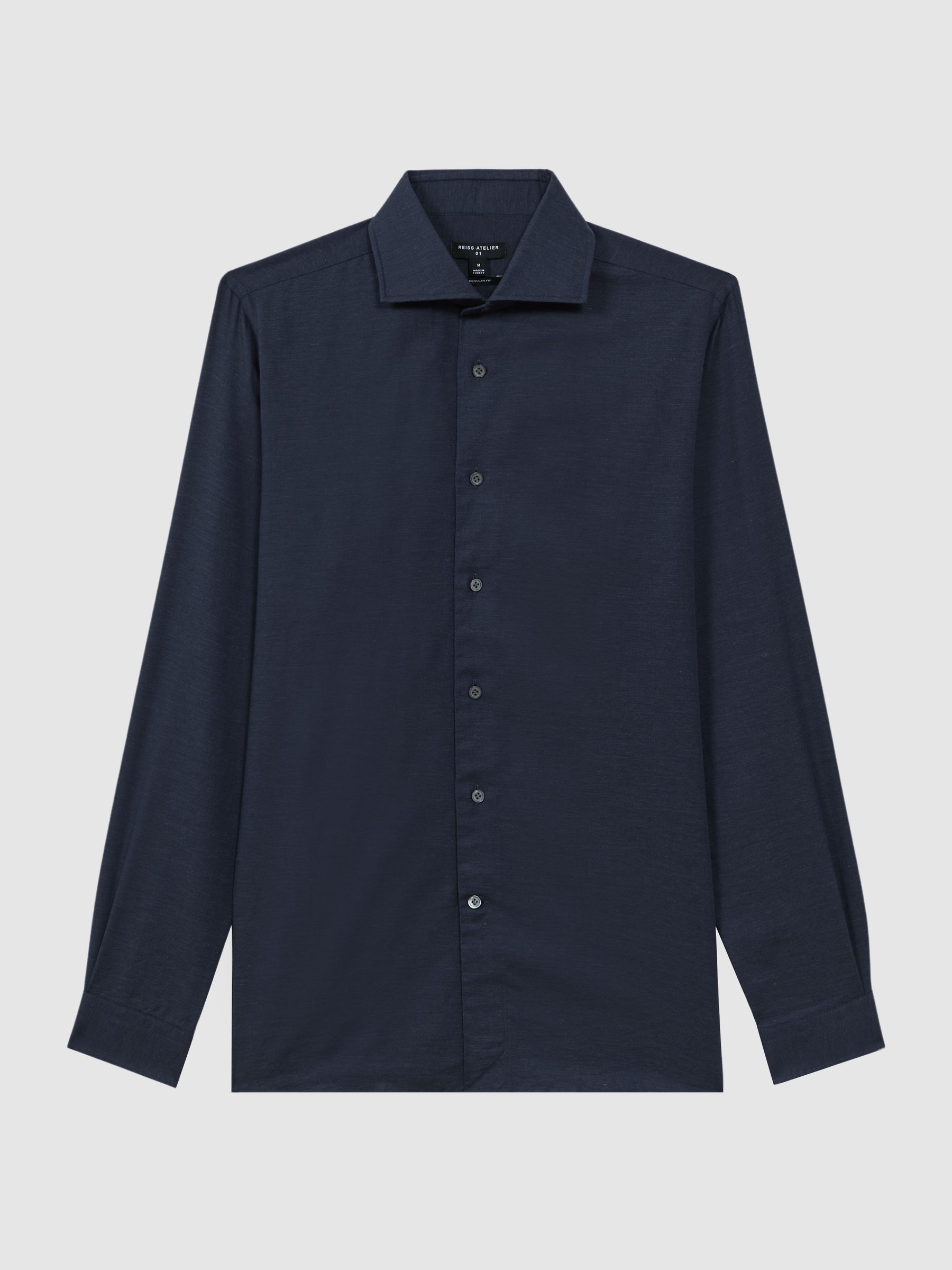 Atelier Italian Cotton Cashmere Shirt in Navy - Image 2 of 6