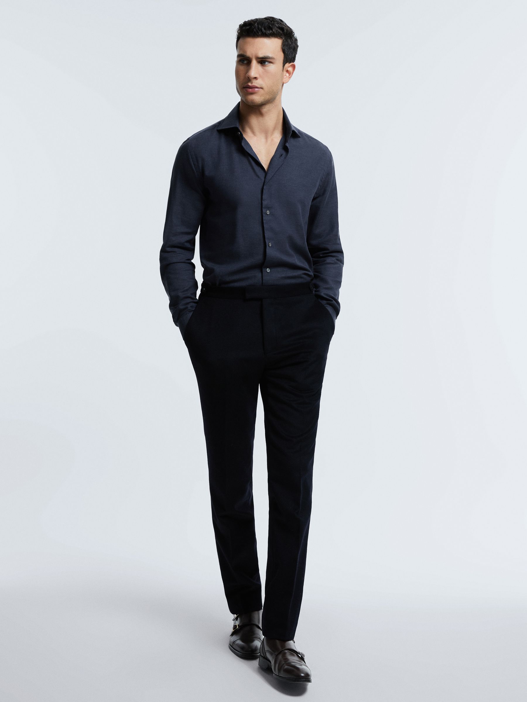 Atelier Italian Cotton Cashmere Shirt in Navy - Image 3 of 6
