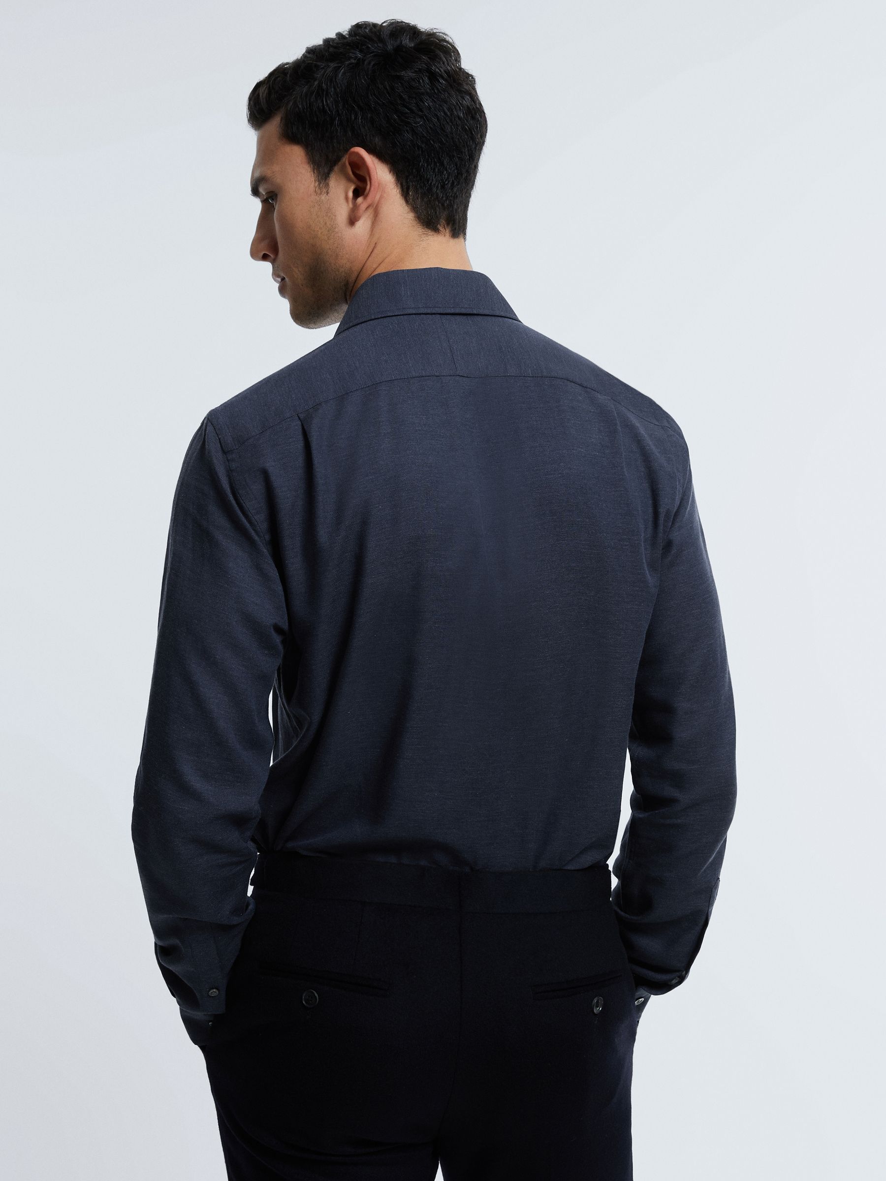 Atelier Italian Cotton Cashmere Shirt in Navy - Image 5 of 6