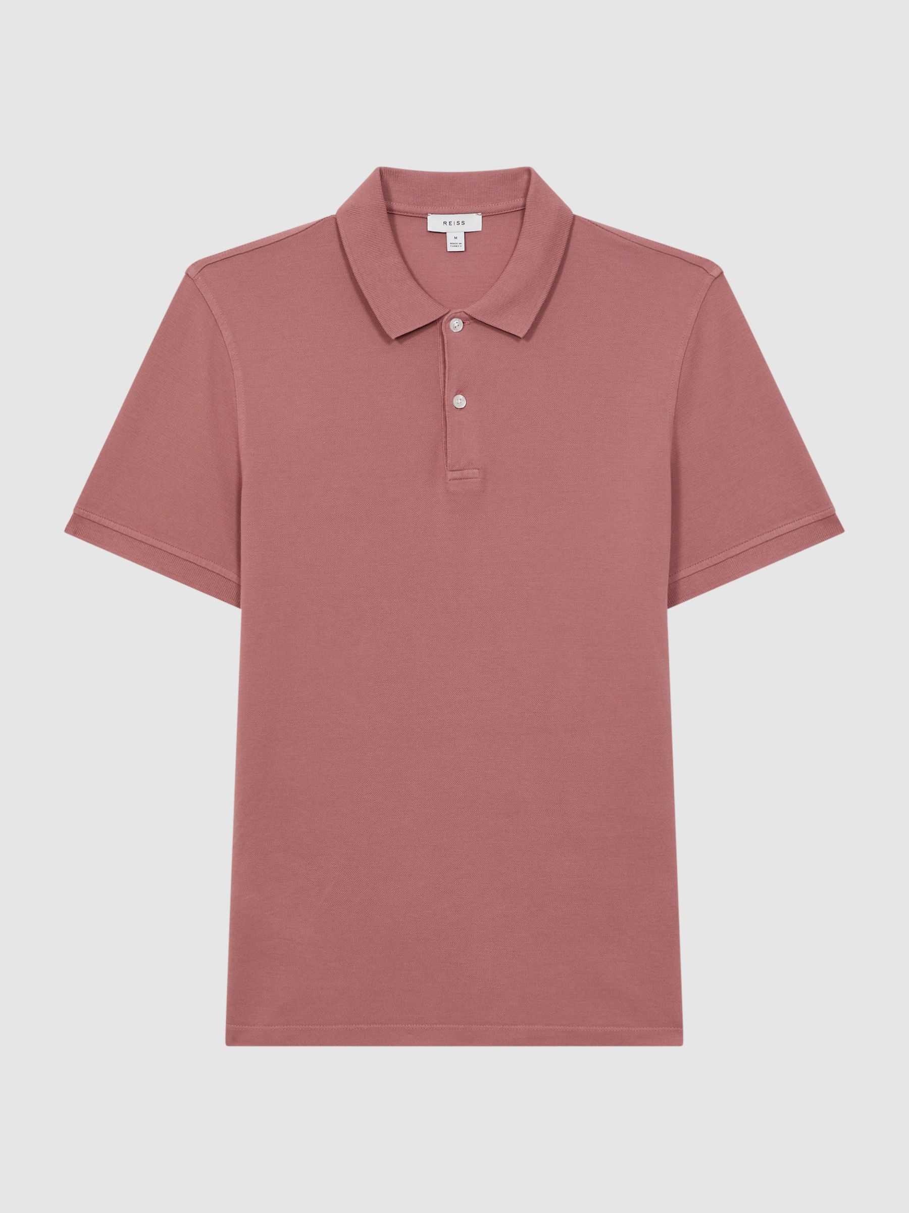 Slim Fit Garment Dye Polo Shirt in Dusty Rose - Image 2 of 4