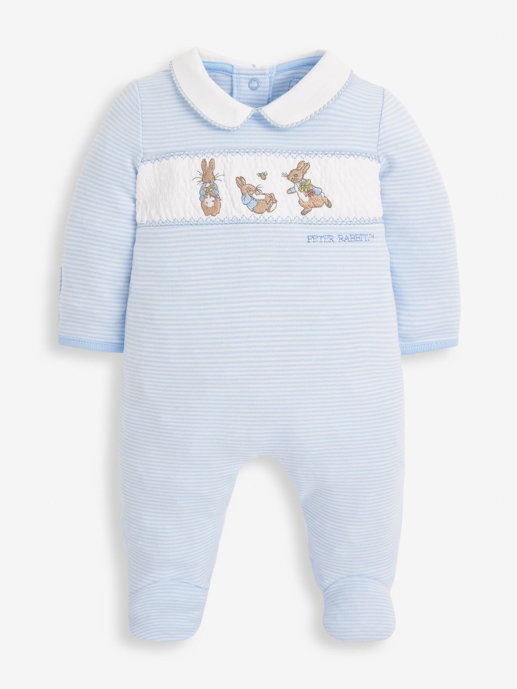 Blue 2-Piece Peter Rabbit Smocked Baby Sleepsuit & Hat Set - Image 2 of 5