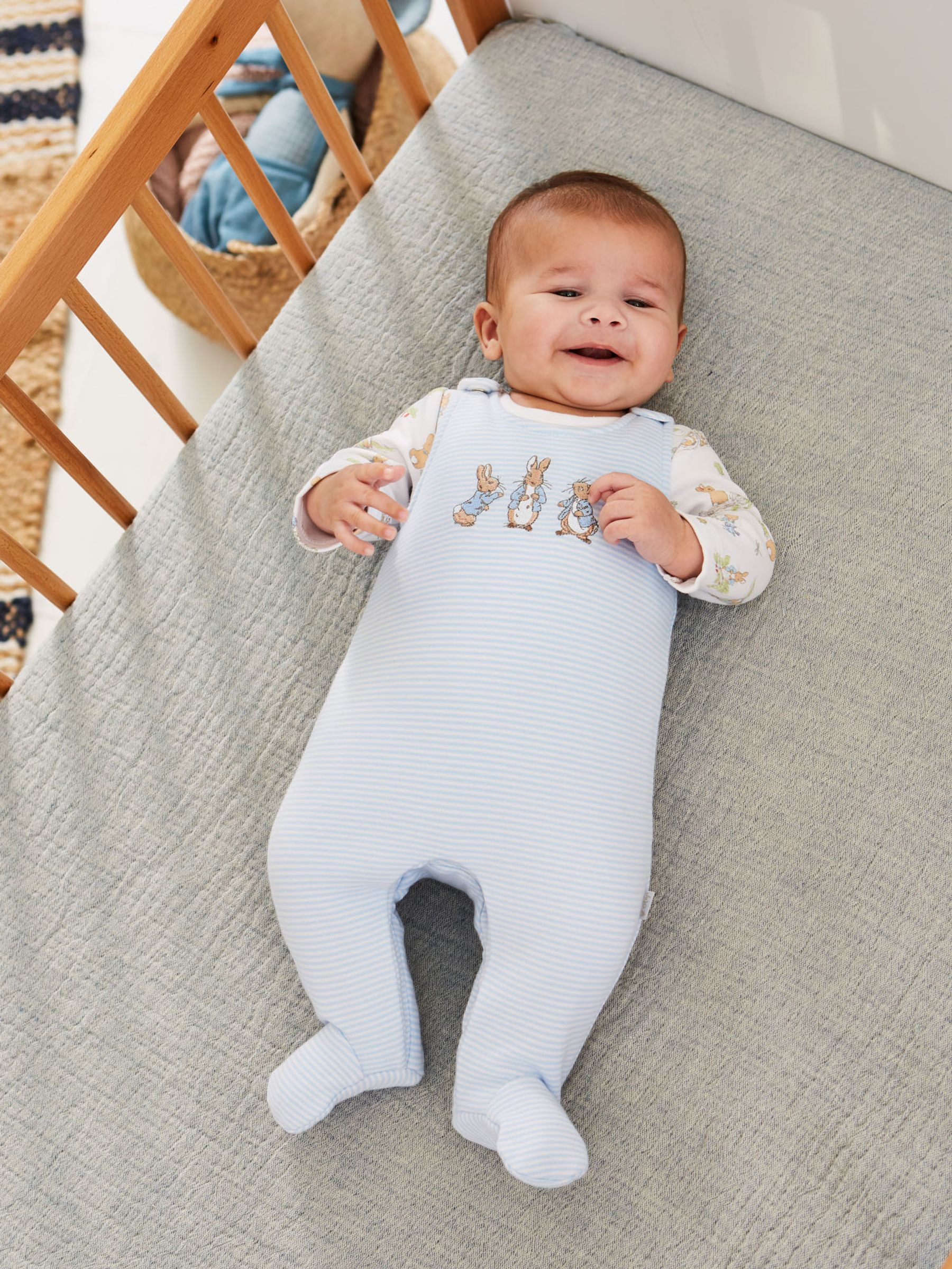 Blue 2-Piece Peter Rabbit Baby Dungaree Set - Image 2 of 7