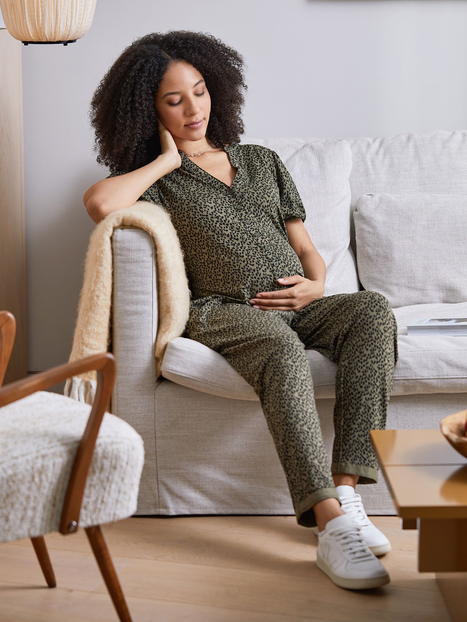 Animal Print Maternity Jumpsuit in Khaki - Image 5 of 5