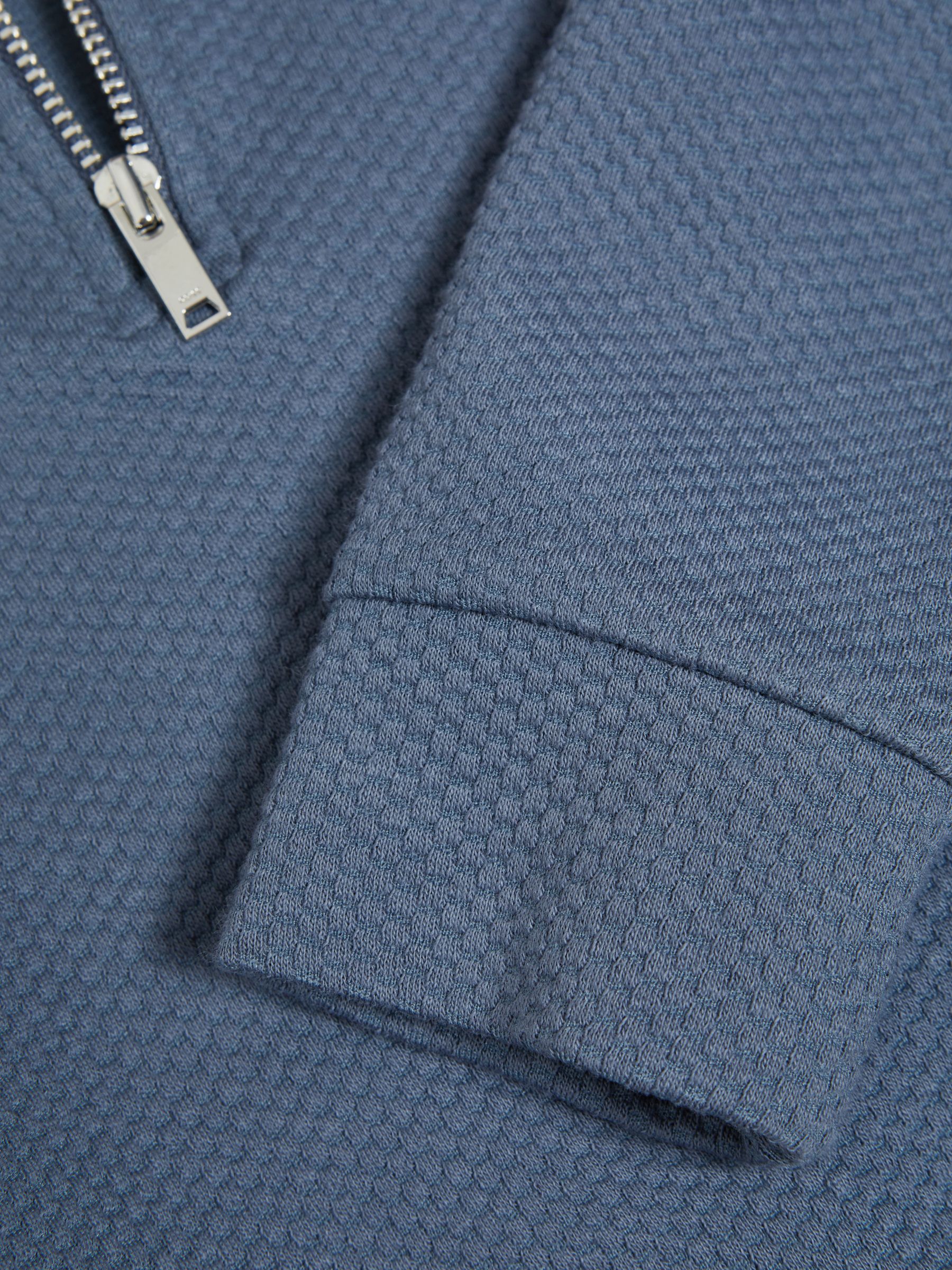 Senior Textured Half-Zip Funnel Neck Top in Airforce Blue - Image 6 of 6