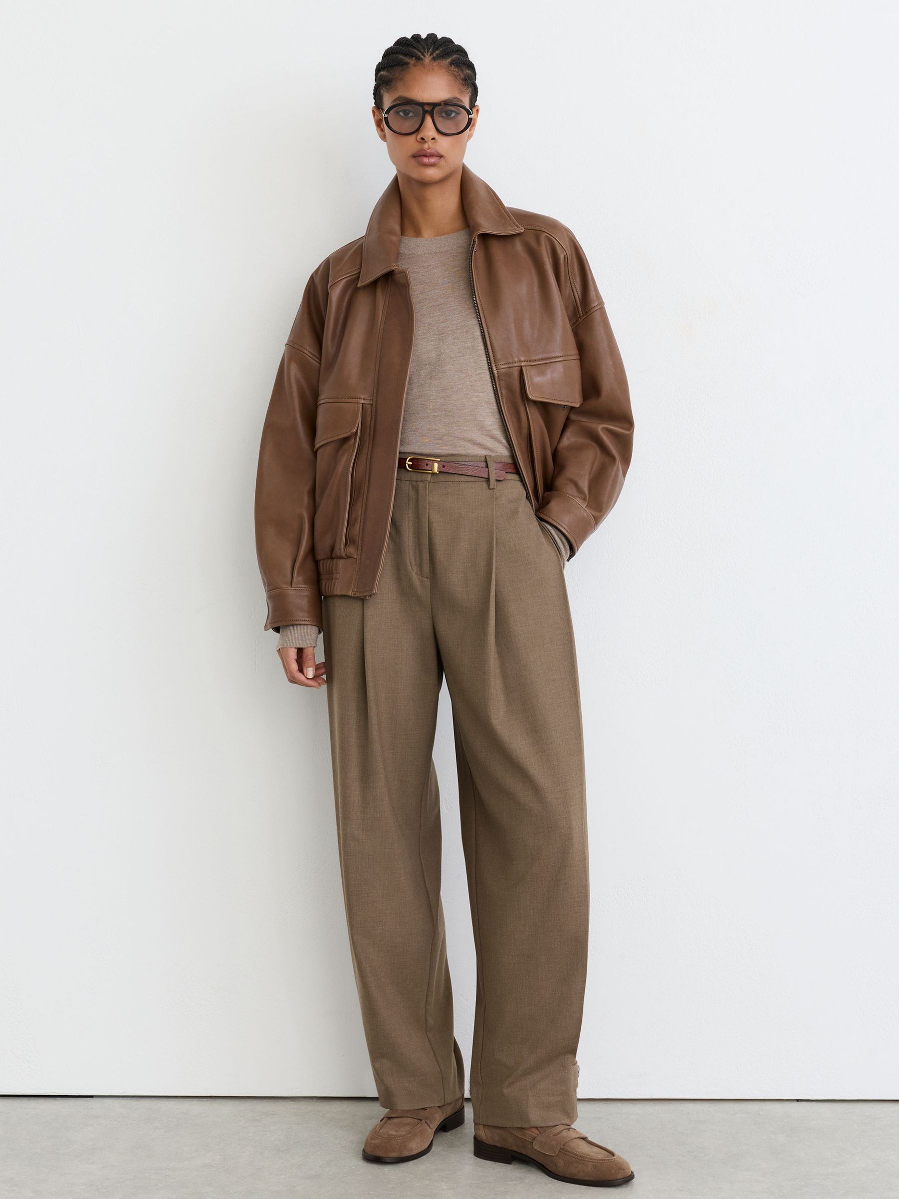 Suede Penny Loafers in Taupe - Image 4 of 6