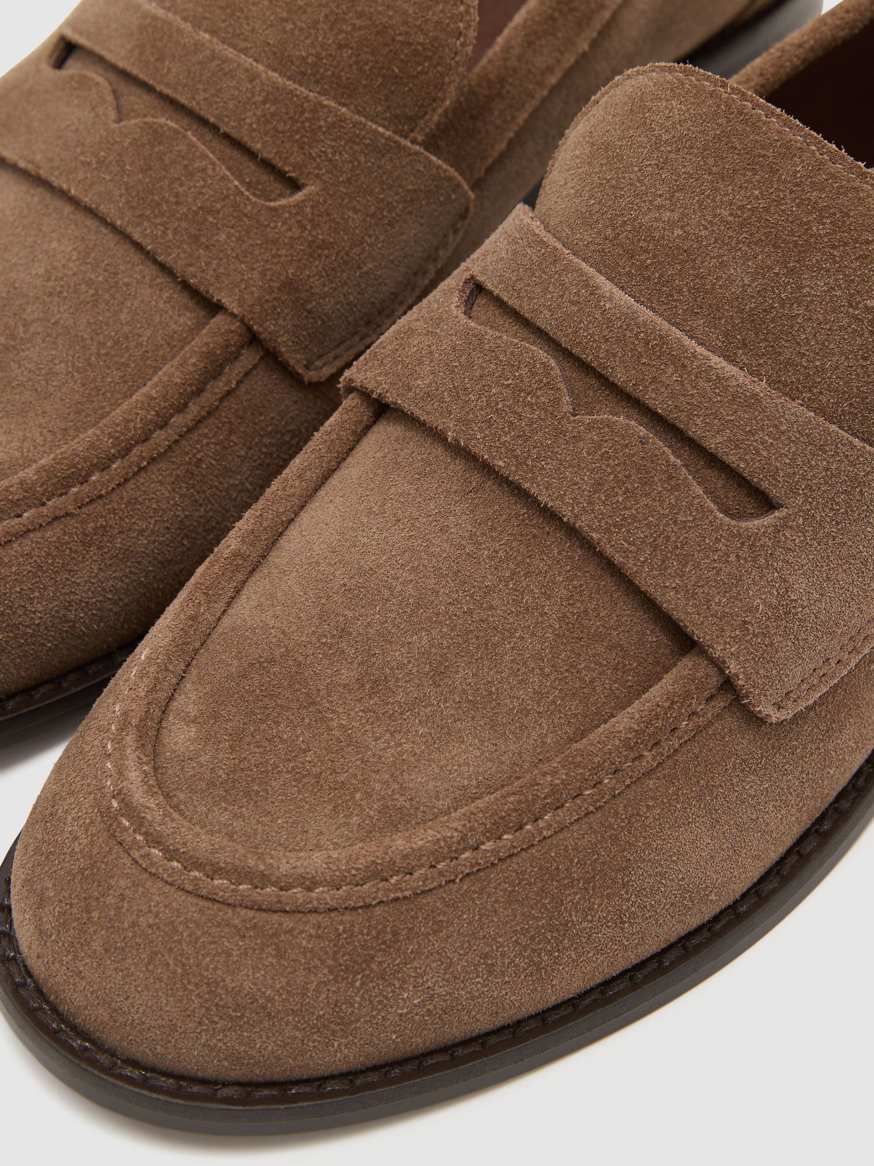 Suede Penny Loafers in Taupe - Image 6 of 6