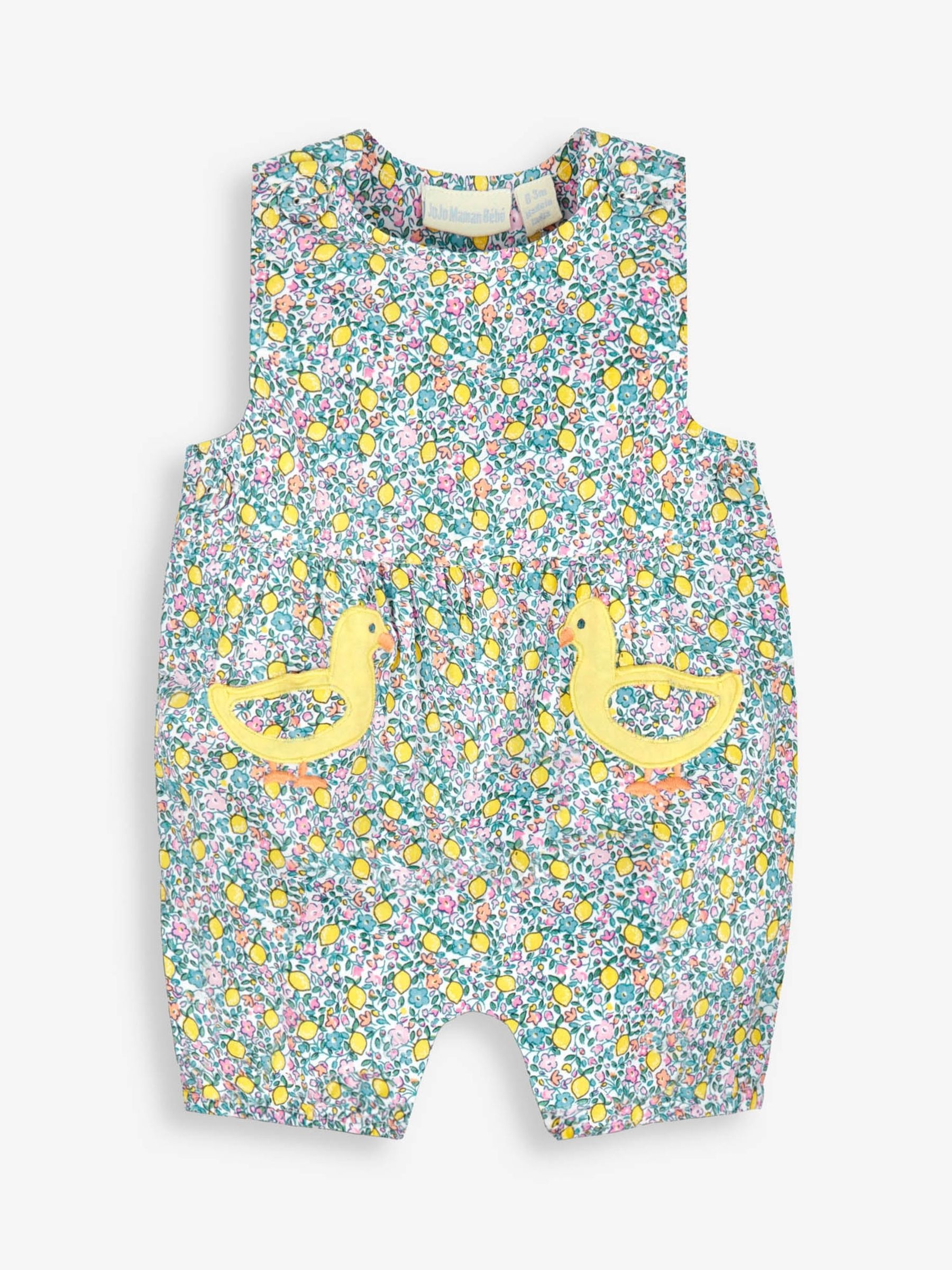 Lemon Ditsy Duck Appliqué Ditsy Print Dungarees - Image 1 of 3