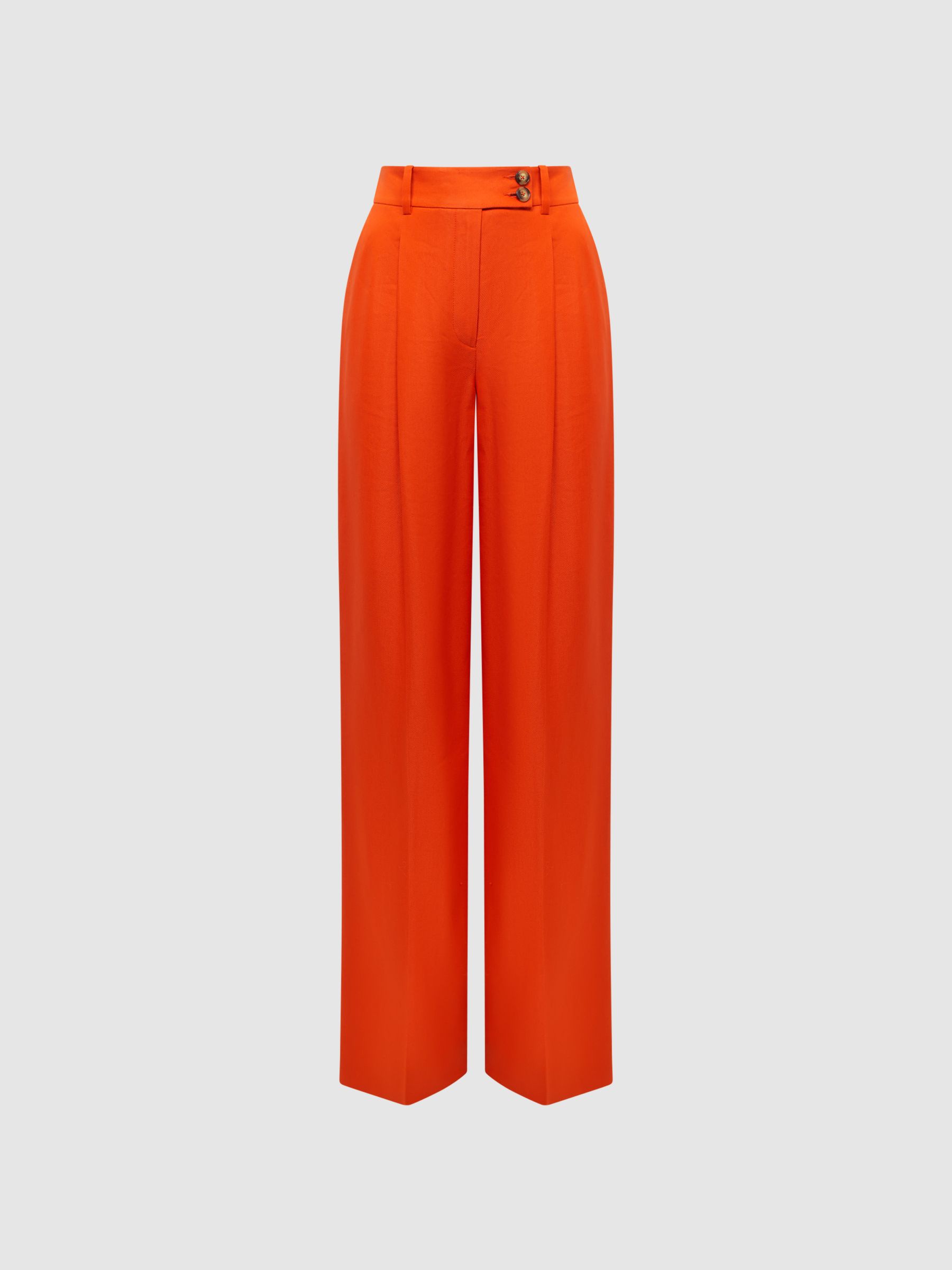 Wide Leg Linen Trousers in Orange - Image 2 of 7