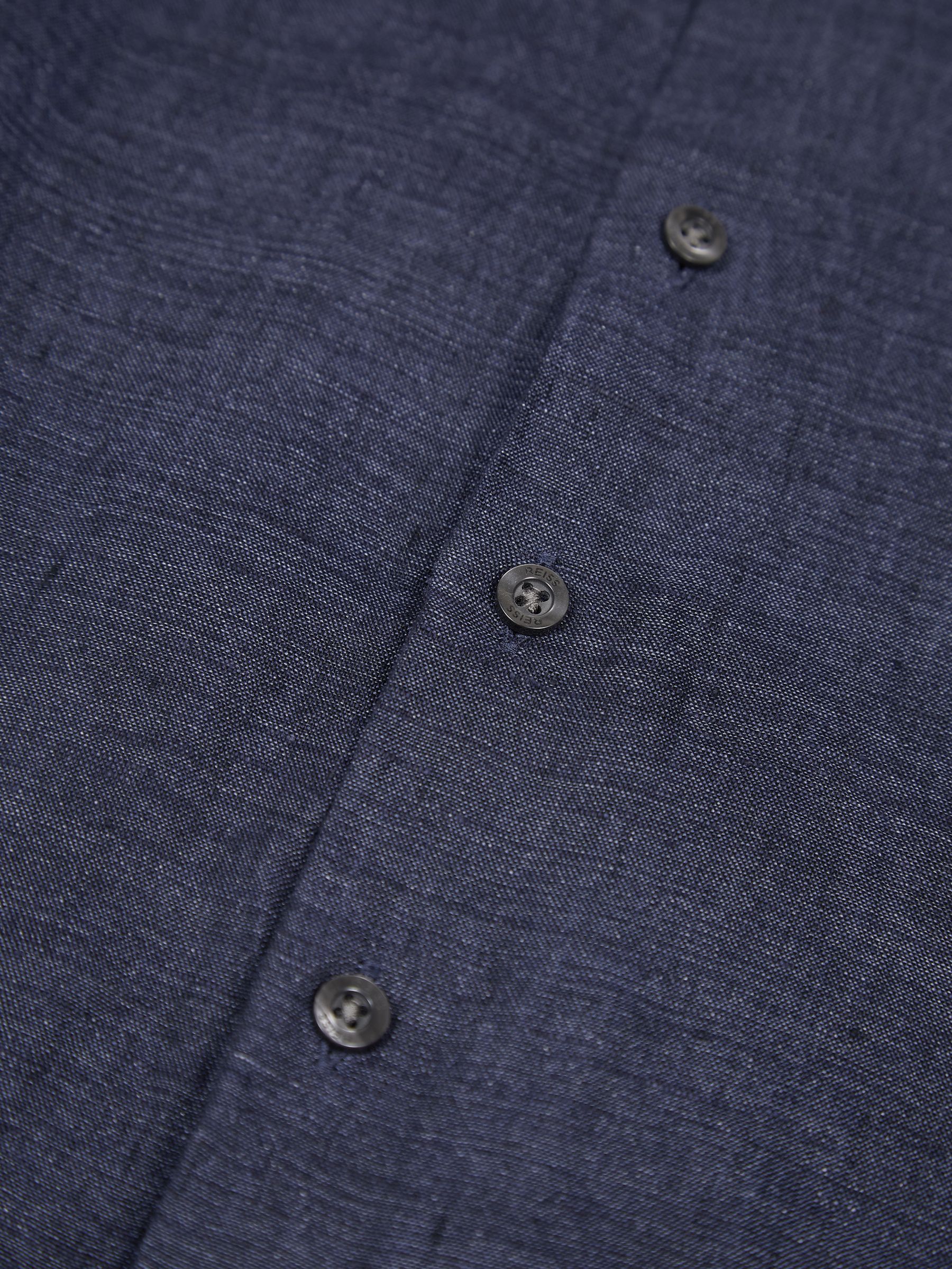 9-13 yrs Short Sleeve Linen Shirt in Navy - Image 6 of 6