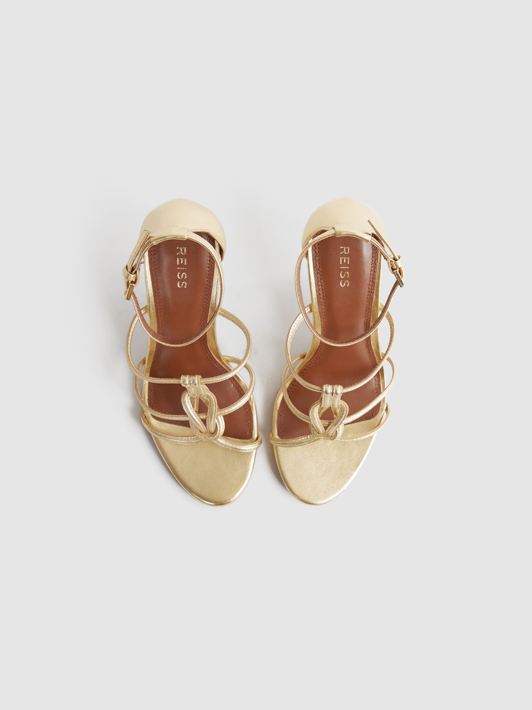 Metallic Strappy Open-Toe Heels in Gold - Image 3 of 5