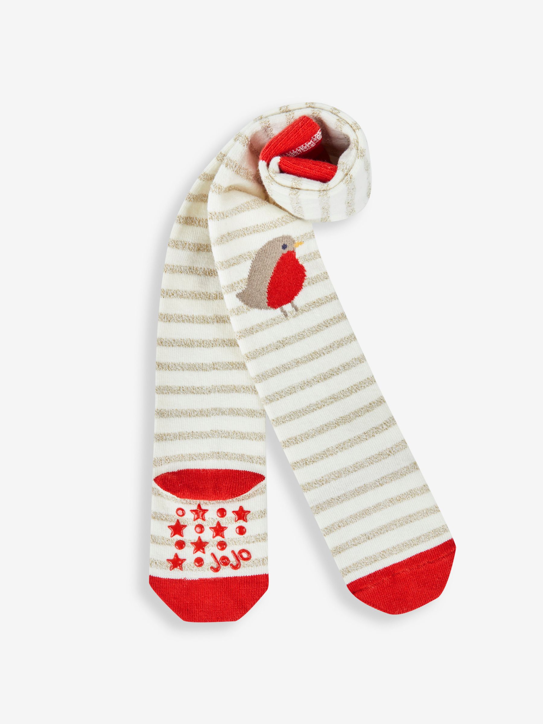 Cream Christmas Cotton Rich Robin Knee Tights - Image 1 of 2