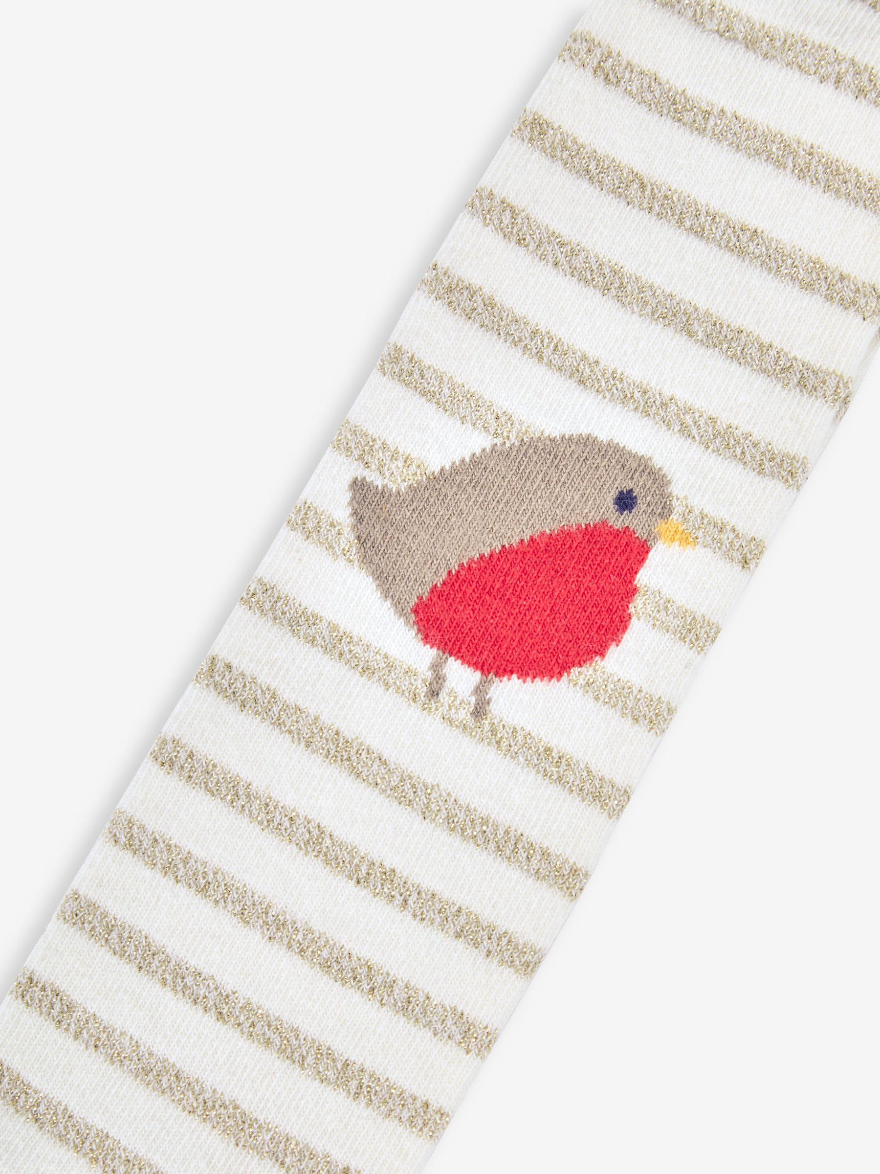 Cream Christmas Cotton Rich Robin Knee Tights - Image 2 of 2