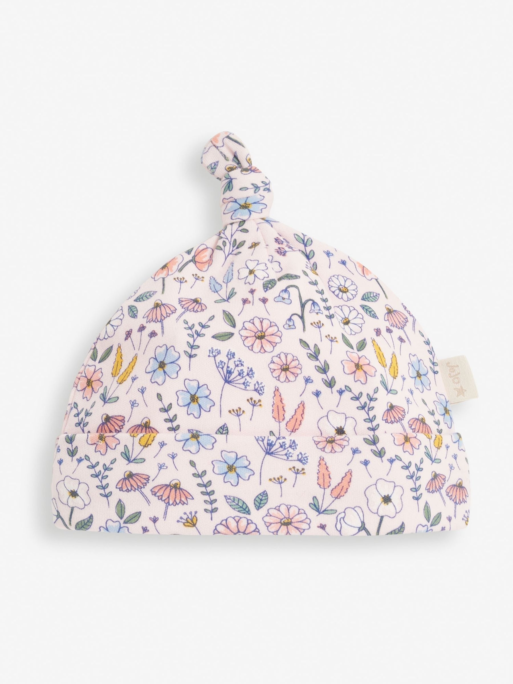 Pink Floral Print Cotton Baby Hat - Image 1 of 2